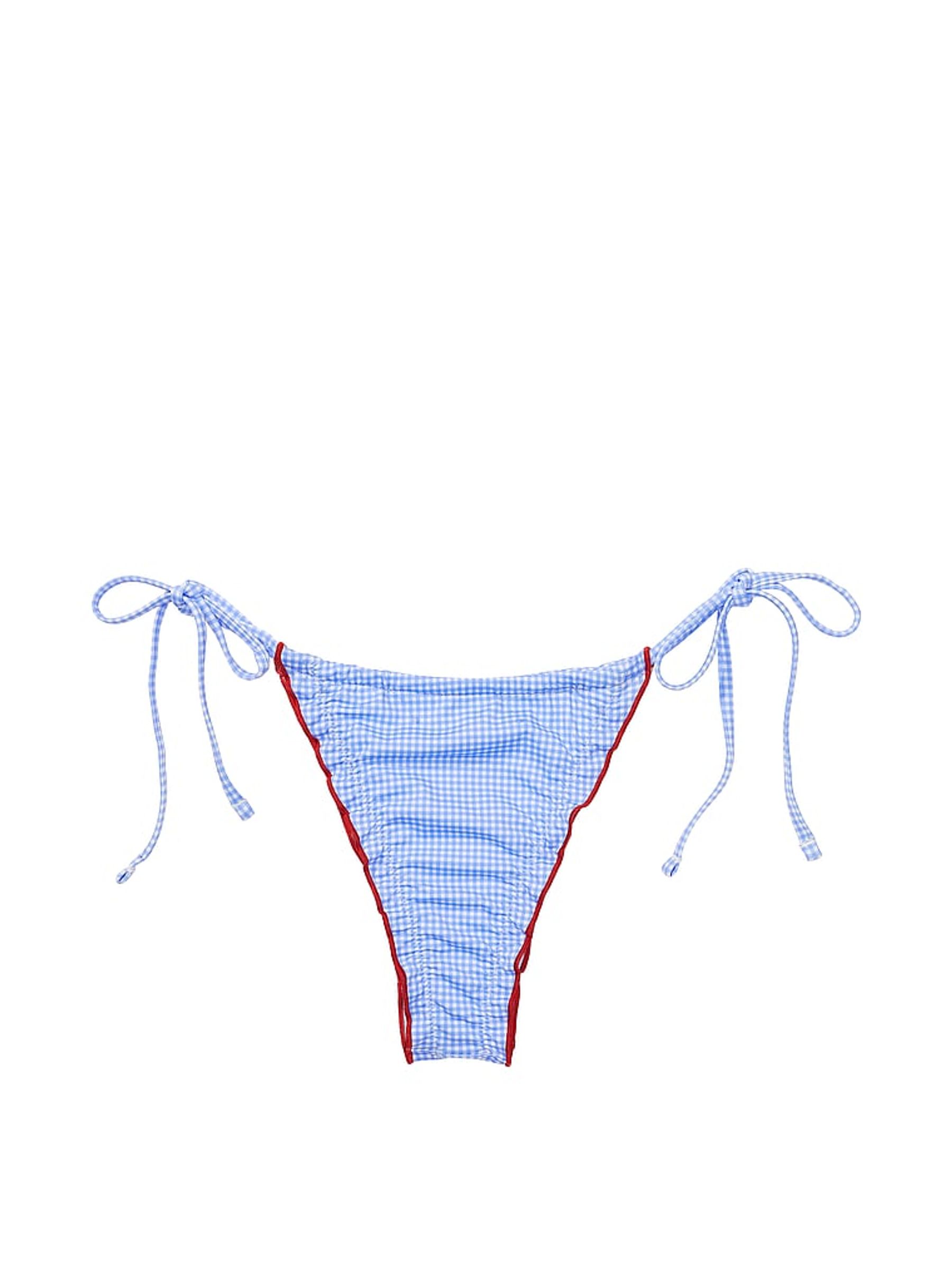 Marina Gingham Blue Tie Side Frankies Bikinis Reign Bikini Bottom - Image 3 of 3