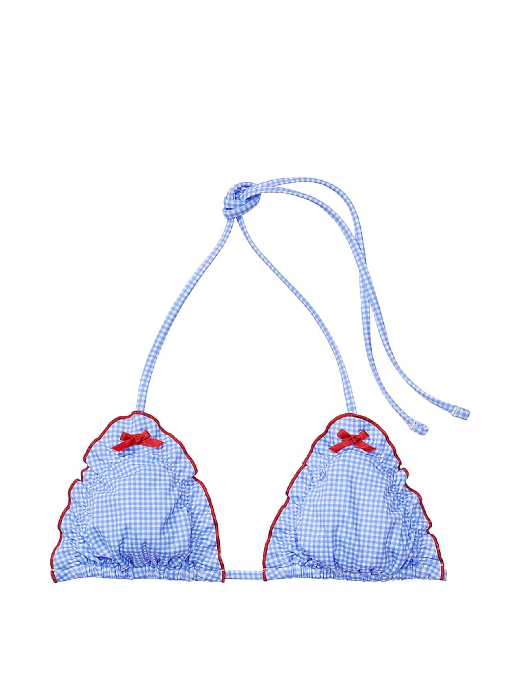 Marina Gingham Blue Triangle Frankies Bikinis Reign Bikini Top - Image 4 of 4