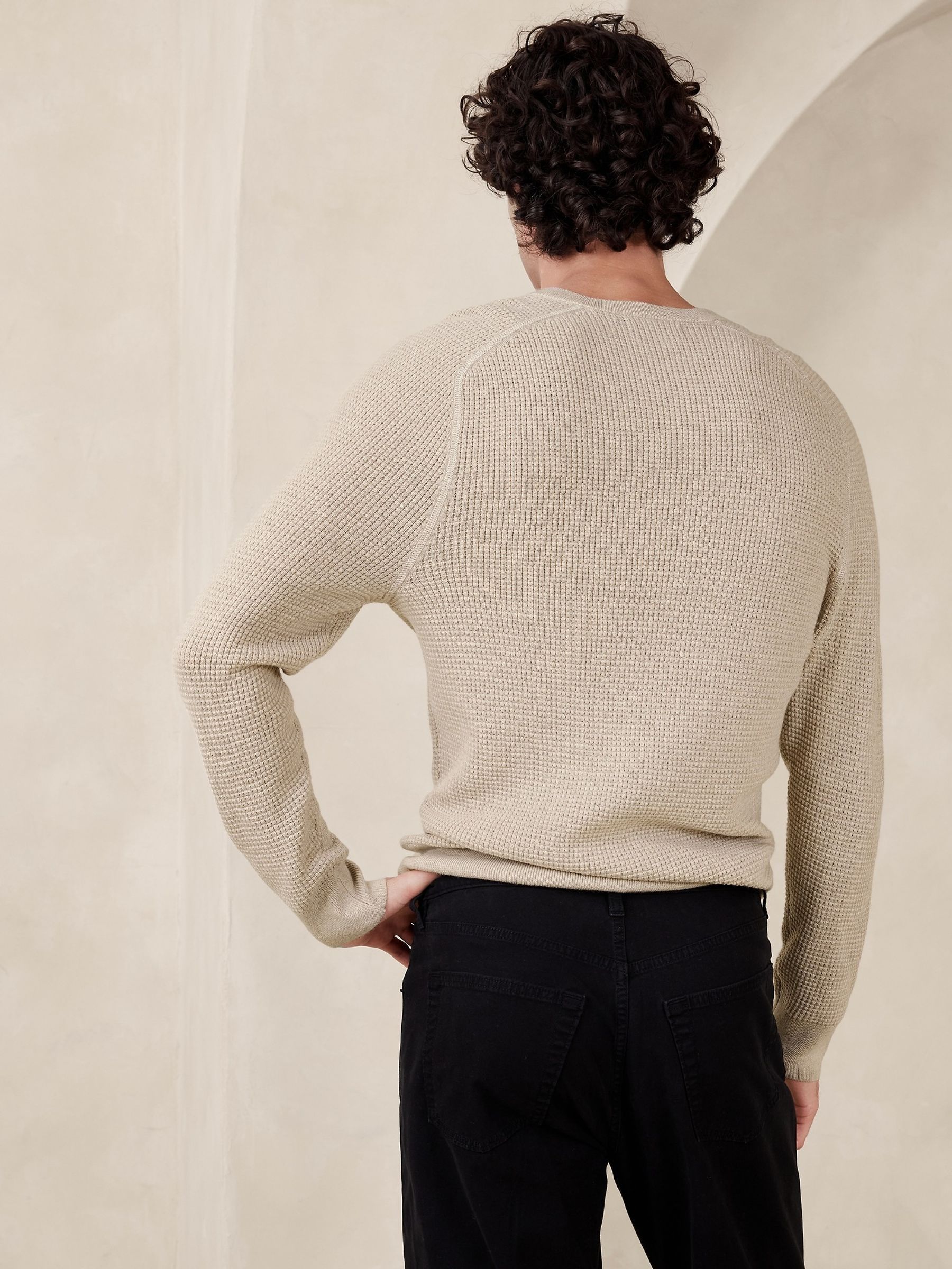 Banana Republic Beige Sante Merino Henley Jumper - Image 2 of 4