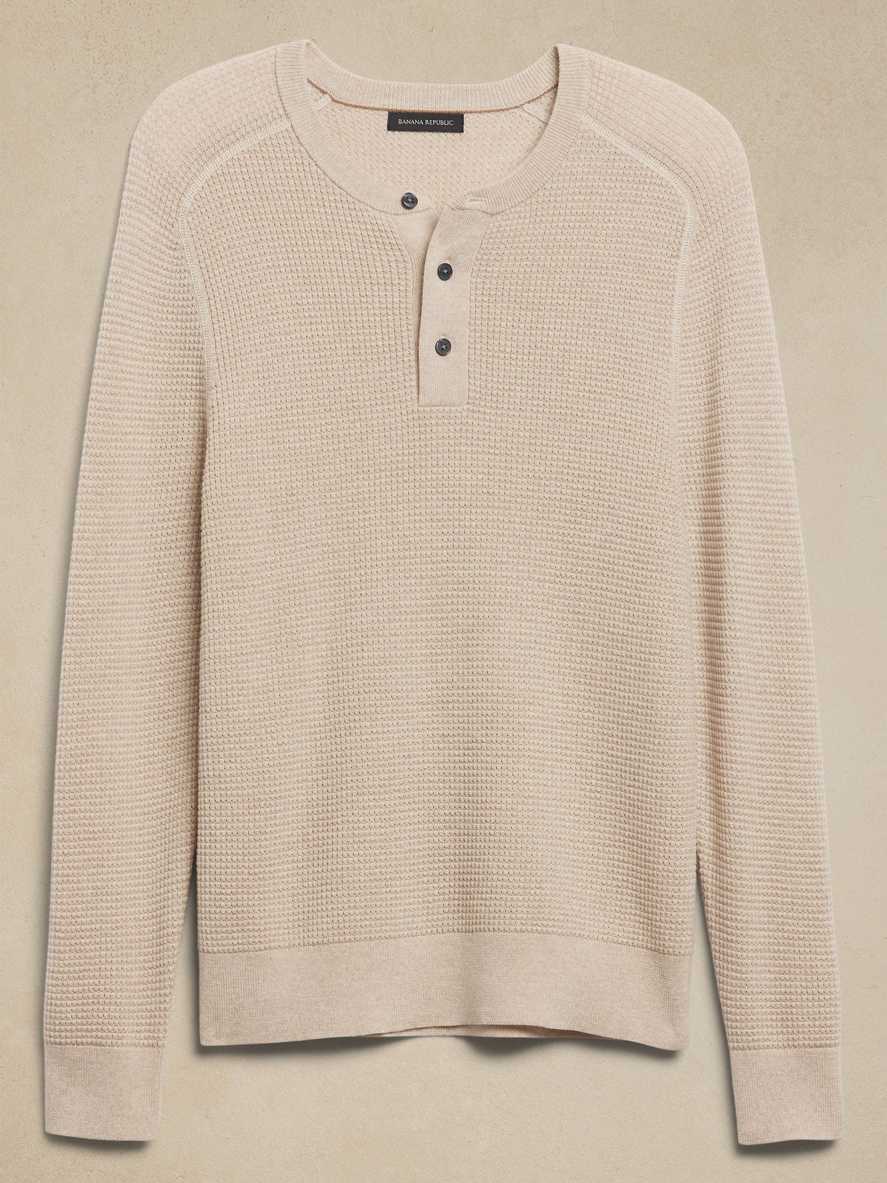 Banana Republic Beige Sante Merino Henley Jumper - Image 4 of 4