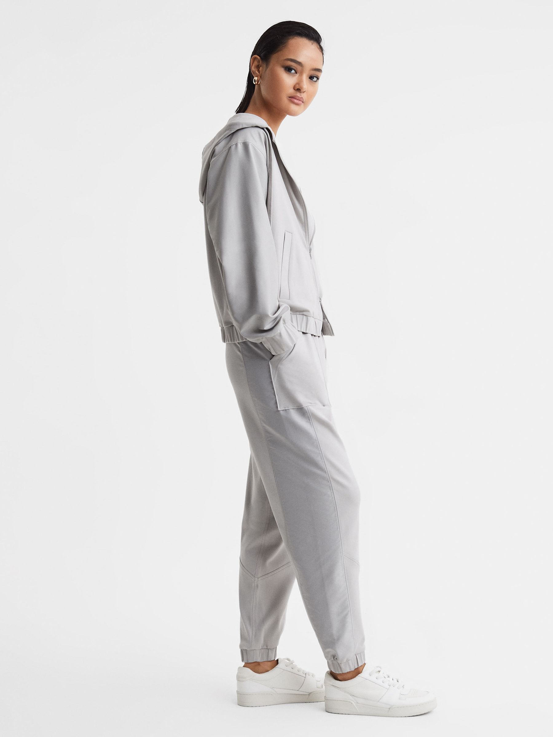 Cotton Blend Tracksuit Bottoms in Grey - Image 3 of 5