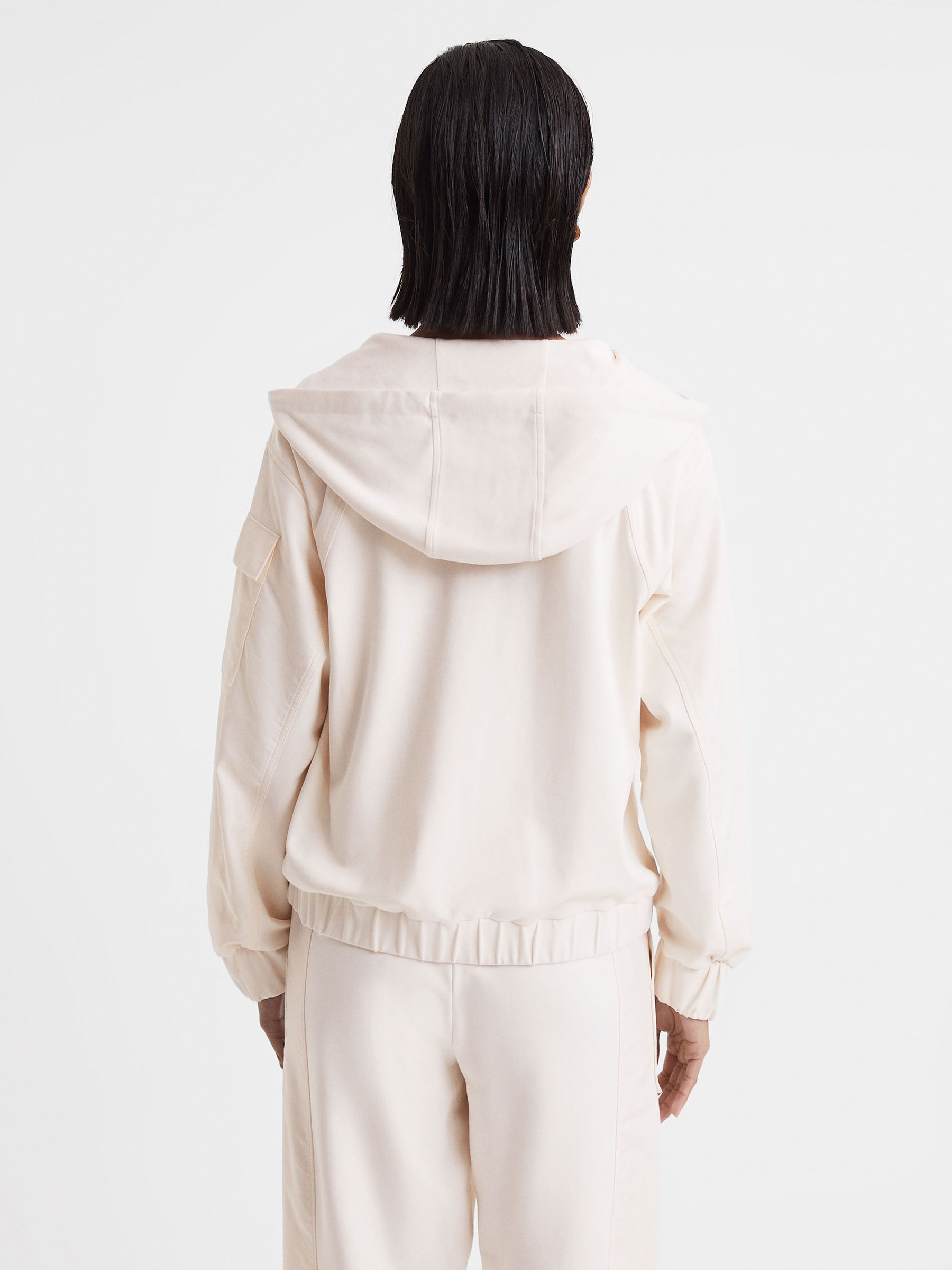 Cotton Blend Tracksuit Top in Cream - Image 5 of 5