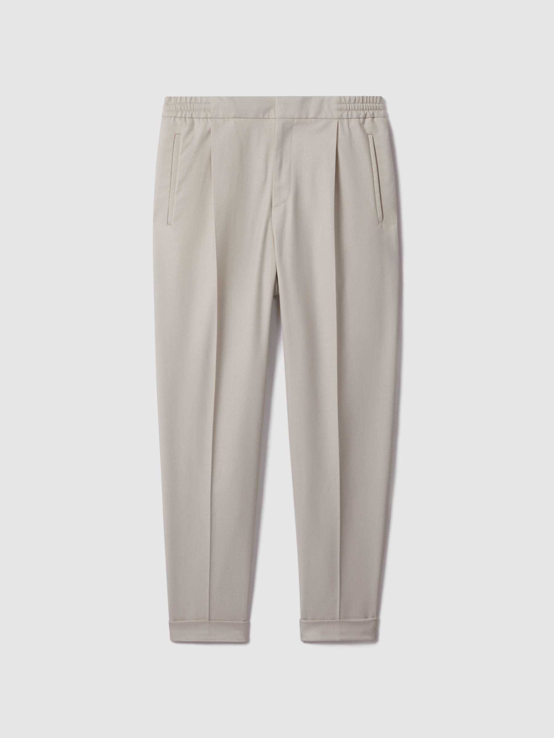 Relaxed Drawstring Trousers with Turn-Ups in Stone - Image 2 of 5