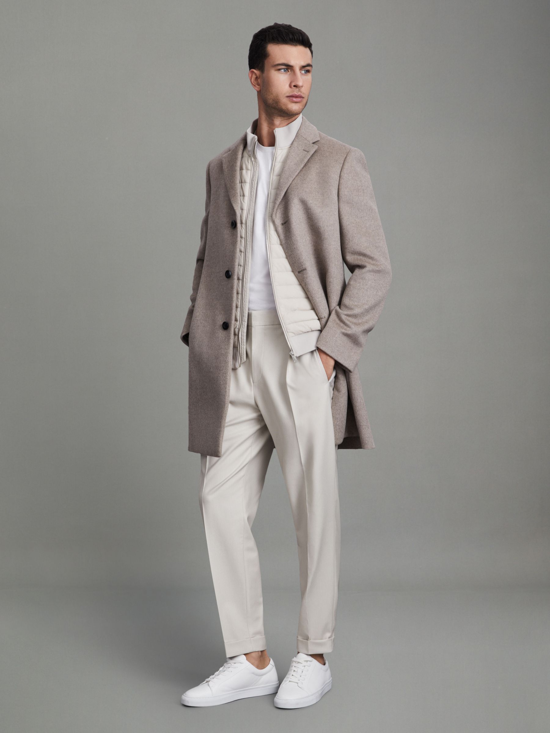 Relaxed Drawstring Trousers with Turn-Ups in Stone - Image 3 of 5