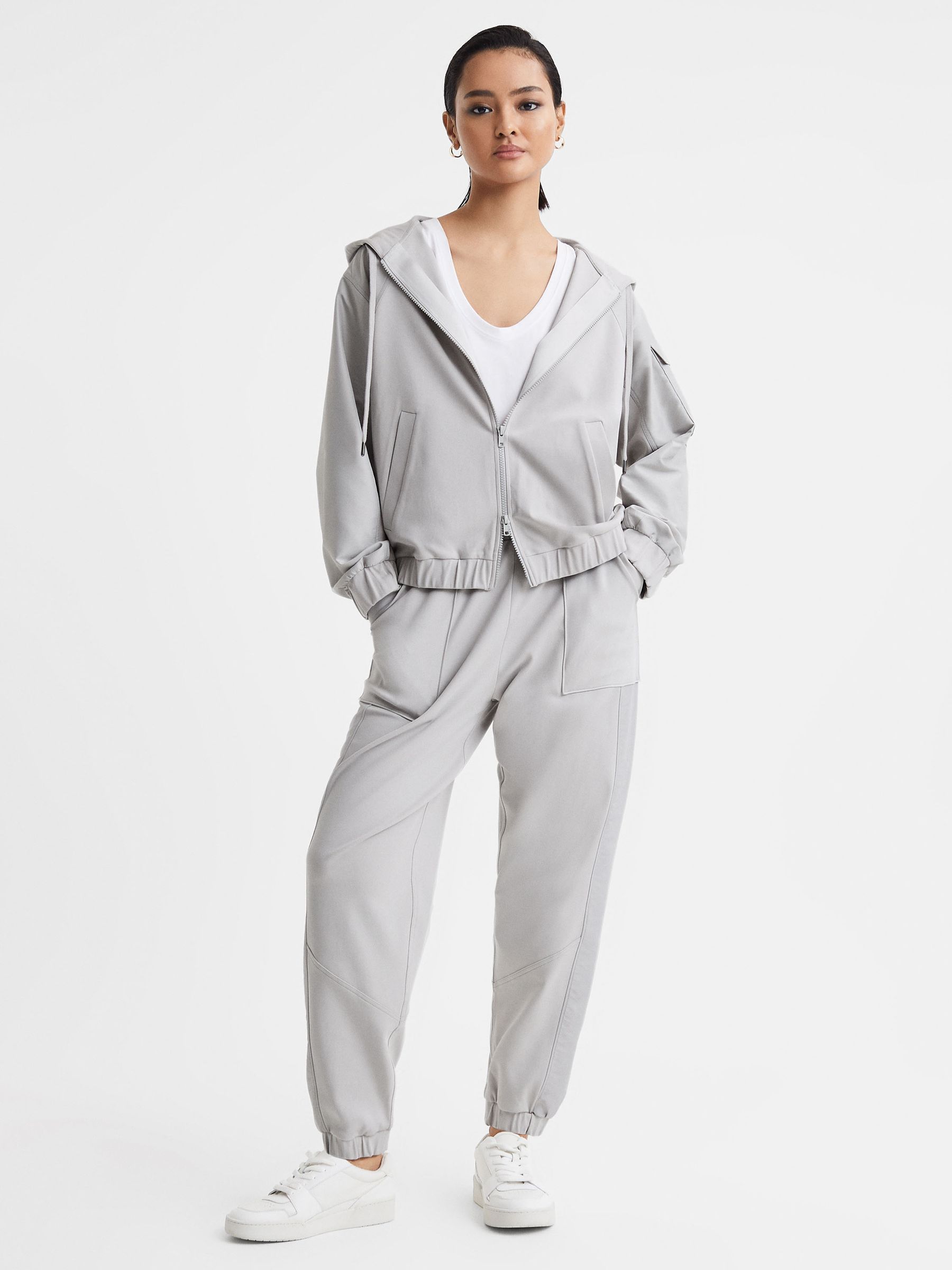 Cotton Blend Tracksuit Top in Grey - Image 3 of 5