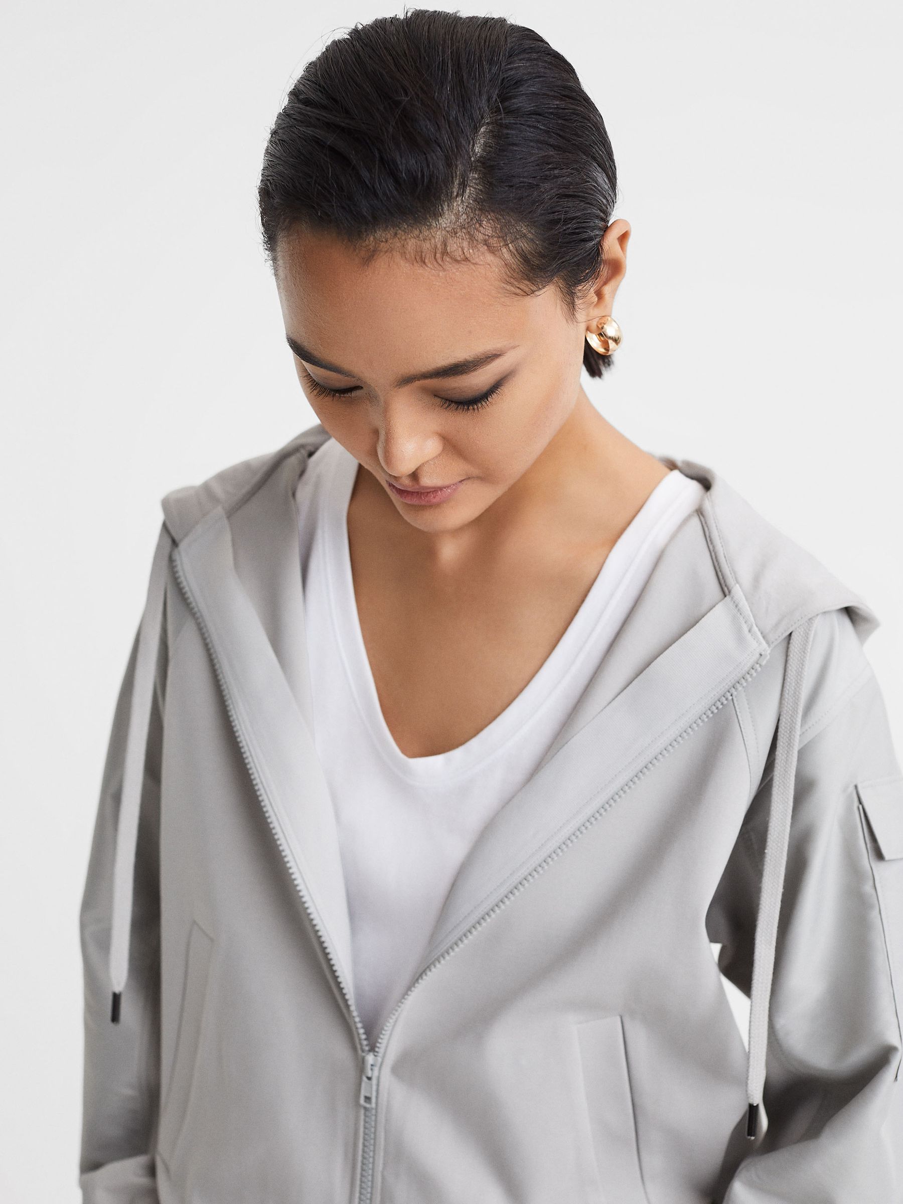 Cotton Blend Tracksuit Top in Grey - Image 4 of 5