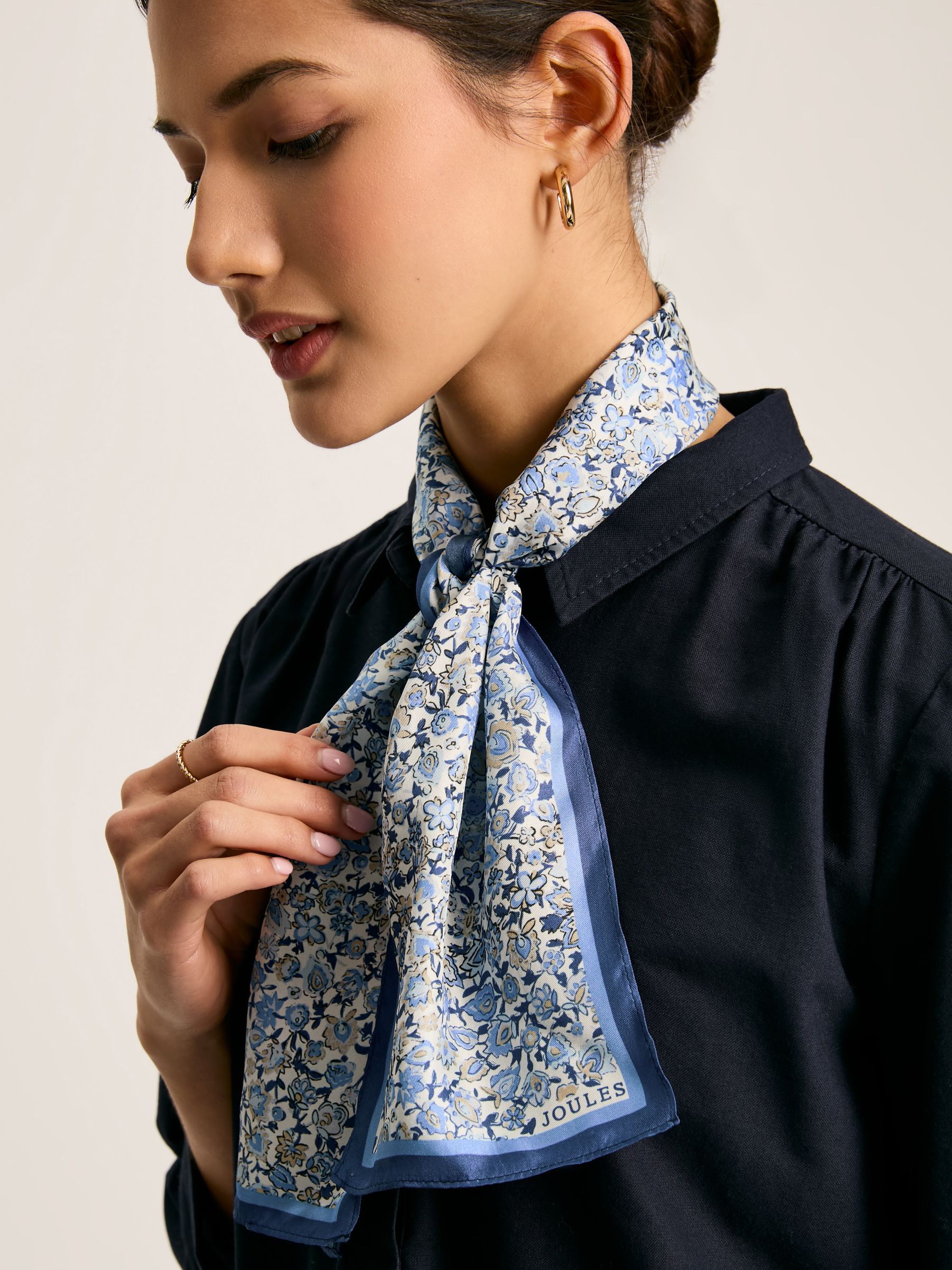 Highgrove Blue Skinny Printed Silk Scarf - Image 2 of 5