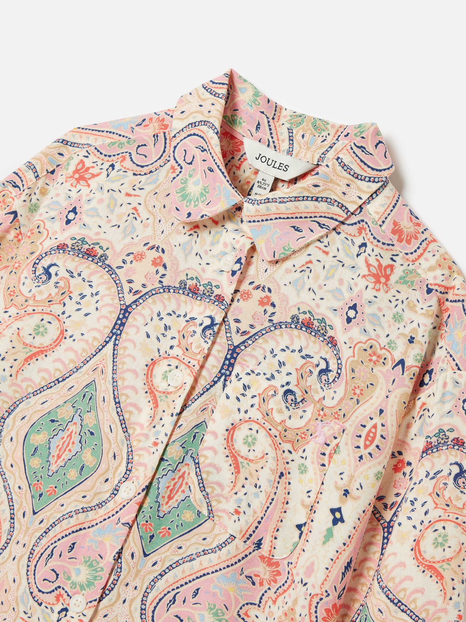 Girls' Edith Pink Paisley Shirt With Linen - Image 3 of 5