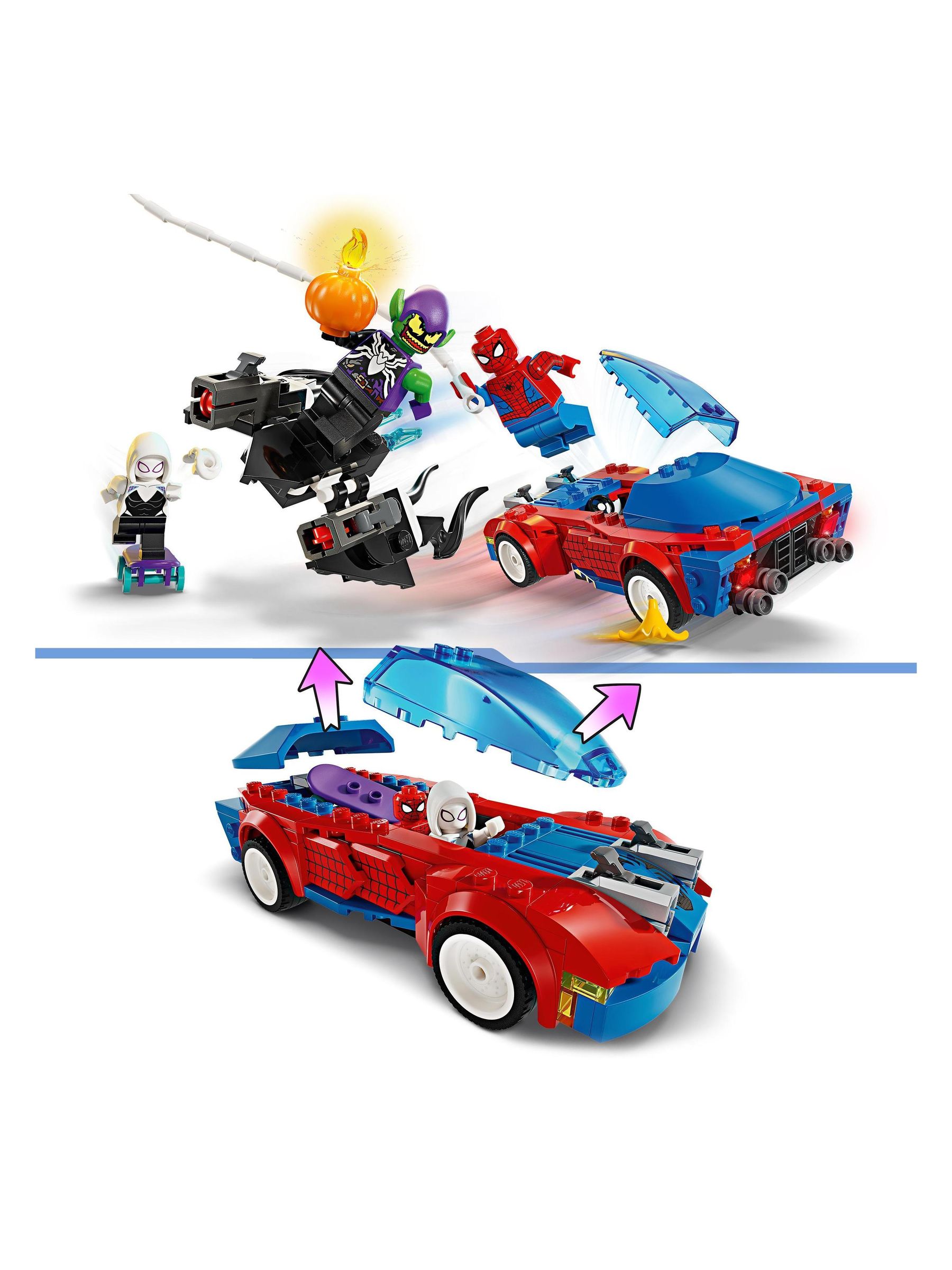Lego Marvel Spider Man Race Car  Venom Green Goblin - Image 5 of 8