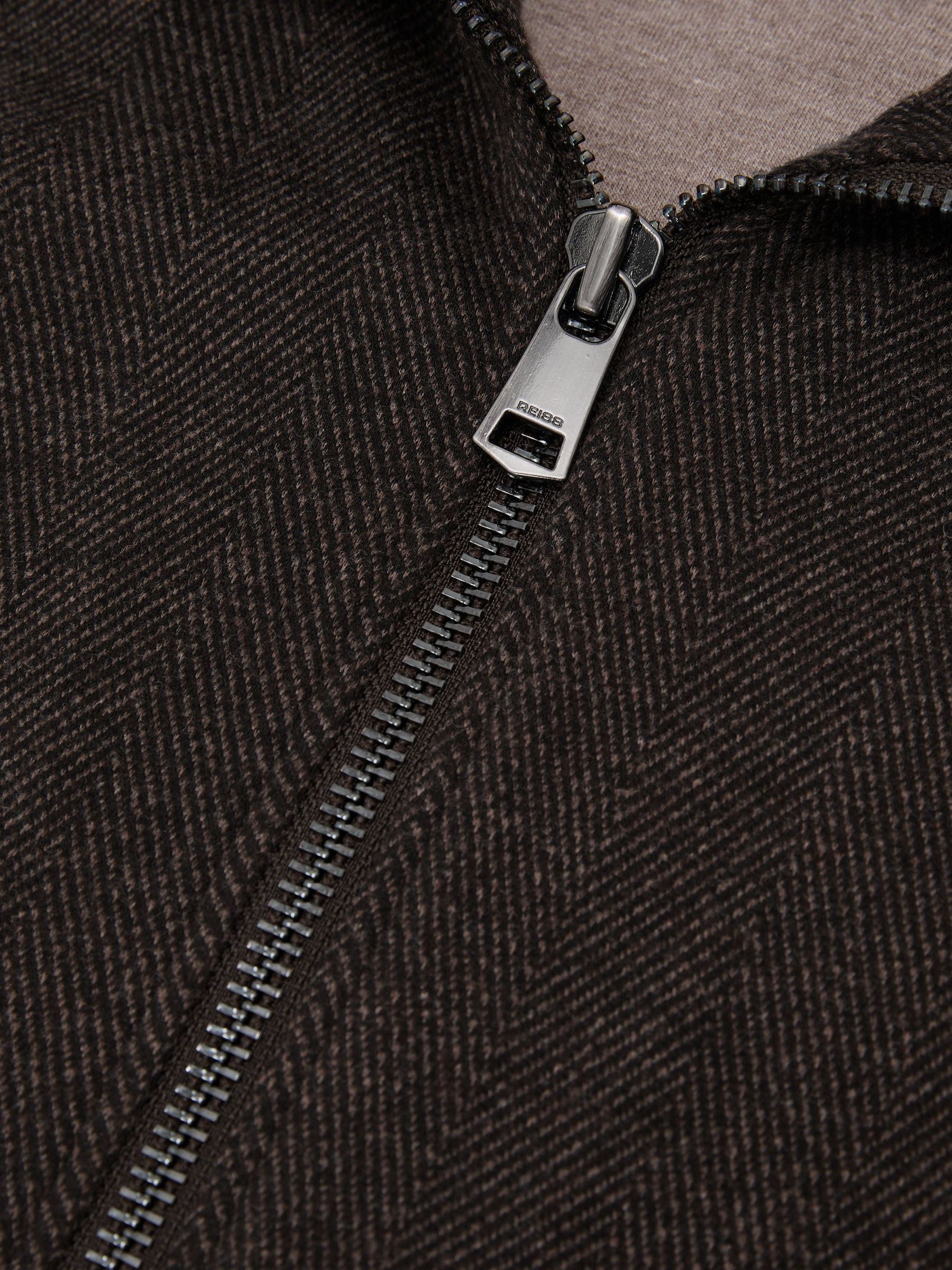 Herringbone Half-Zip Sweatshirt in Dark Brown - Image 6 of 6