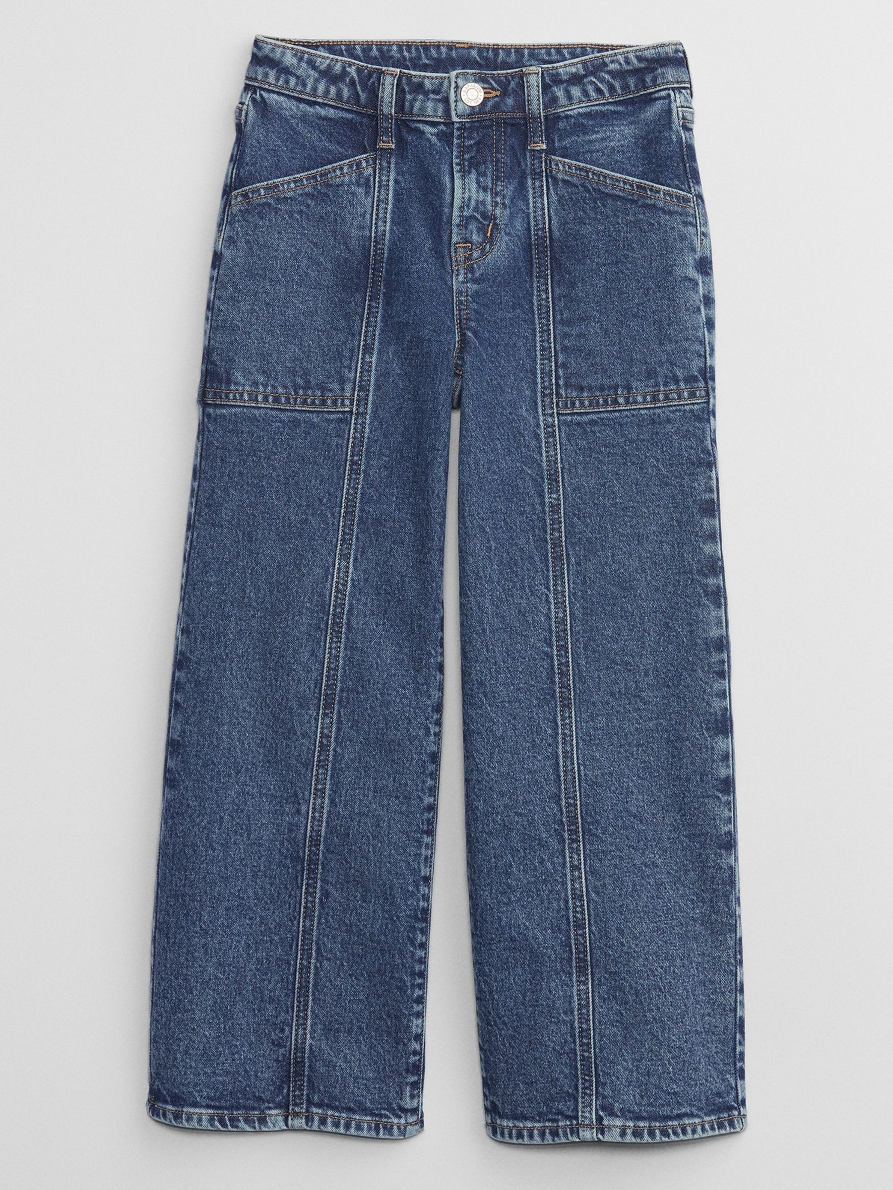Dark Wash Blue High Waisted Wide Leg Washwell Jeans (6-13yrs) - Image 1 of 1