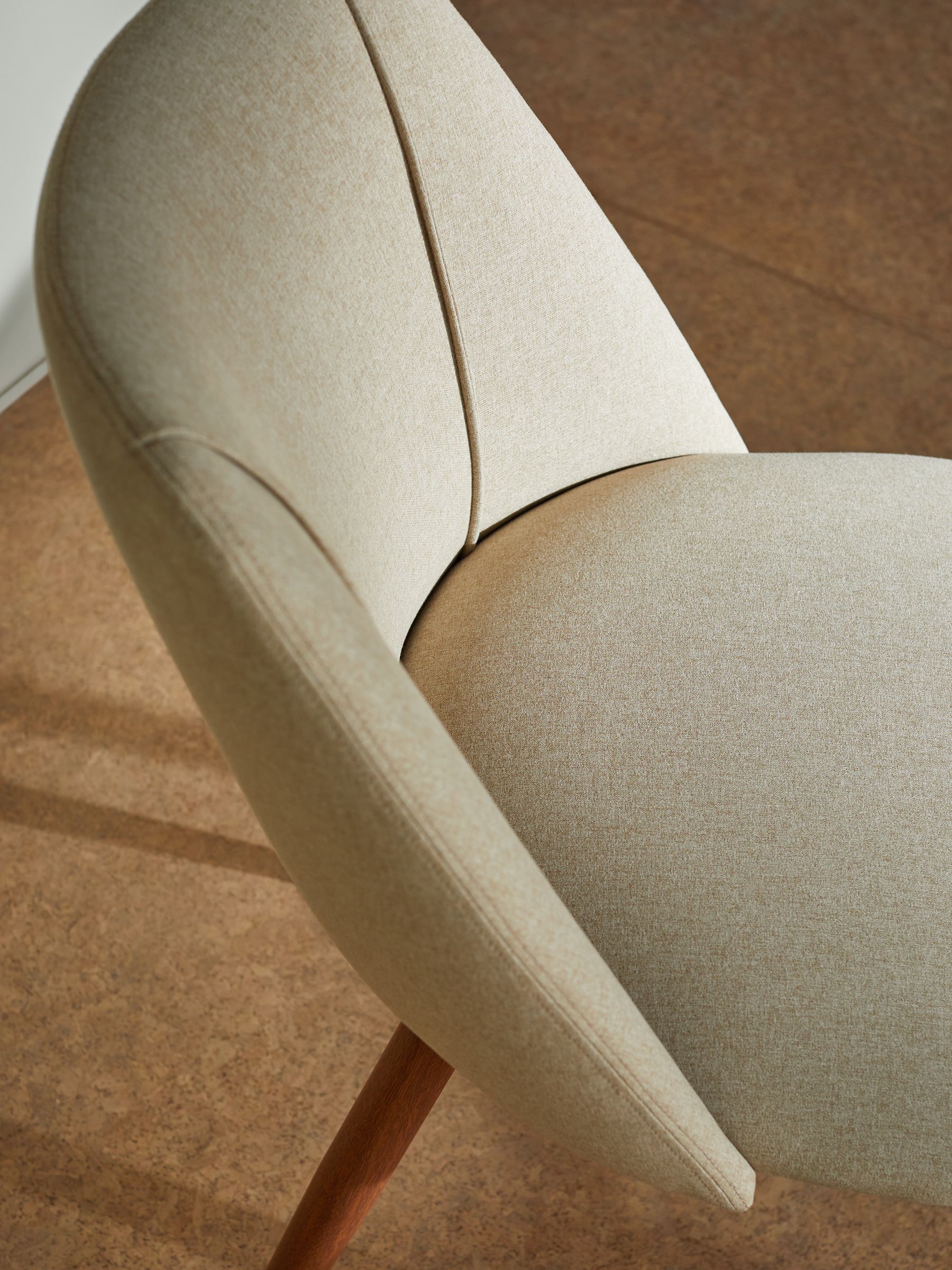 Set of 2 Lule Non Arm Dining Chairs in Velvet in Ecru Marl and Walnut Legs - Image 2 of 2
