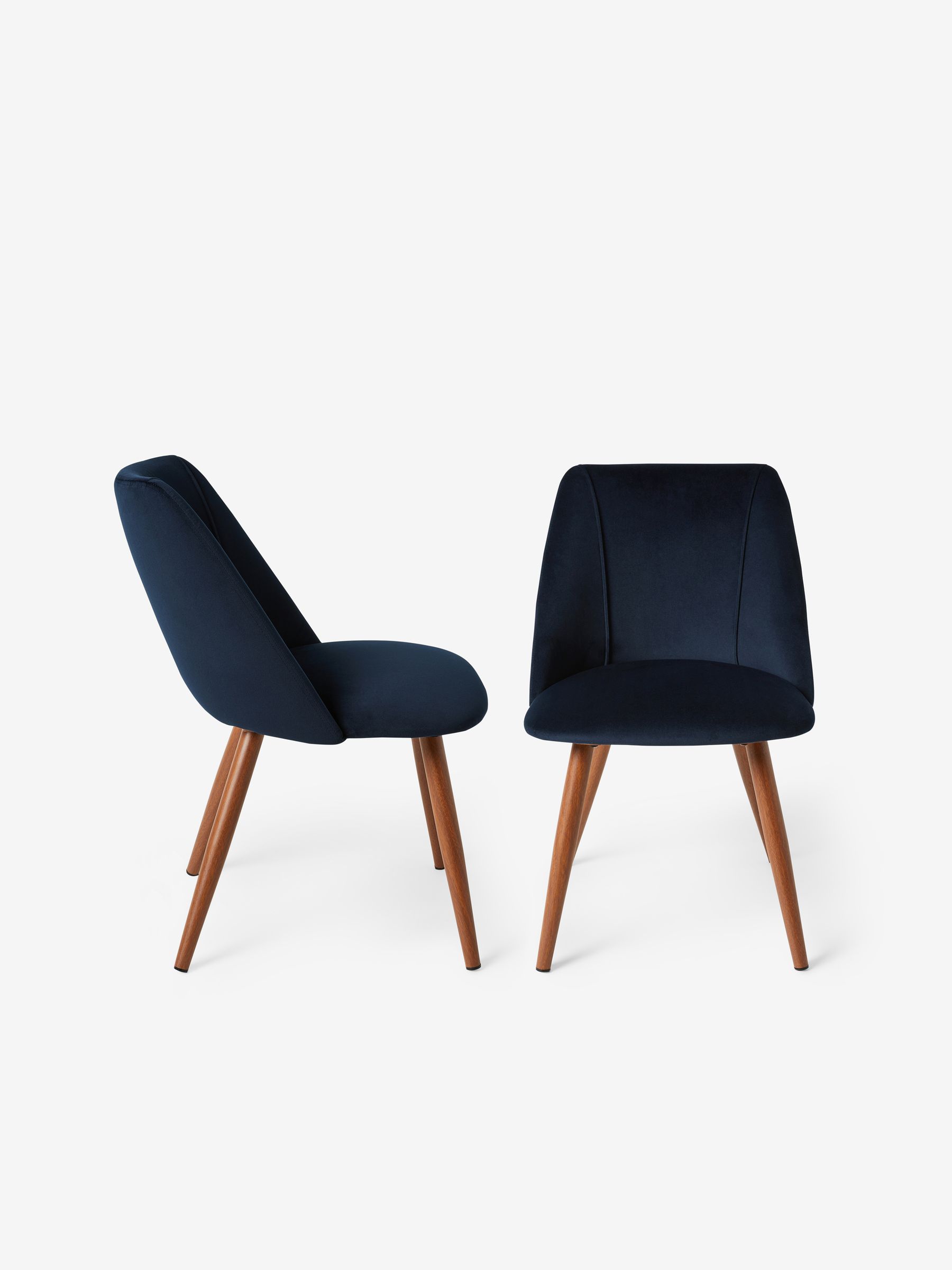 Set of 2 Lule Non Arm Dining Chairs in Dark Blue and Walnut Legs - Image 2 of 3