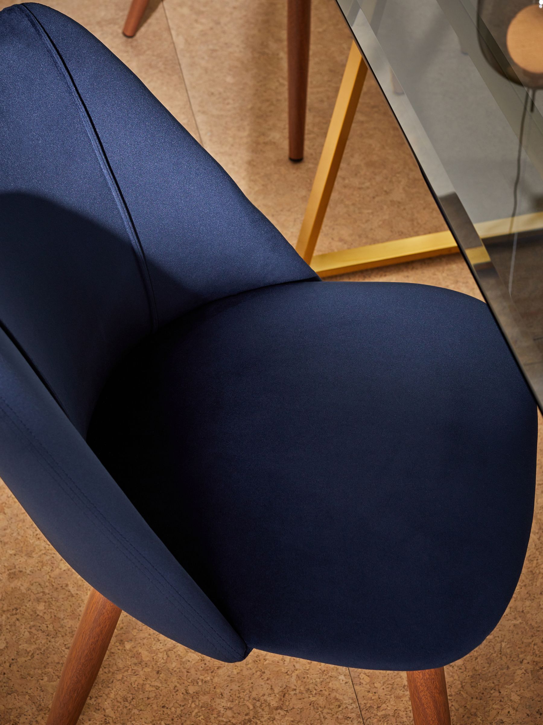Set of 2 Lule Non Arm Dining Chairs in Dark Blue and Walnut Legs - Image 3 of 3