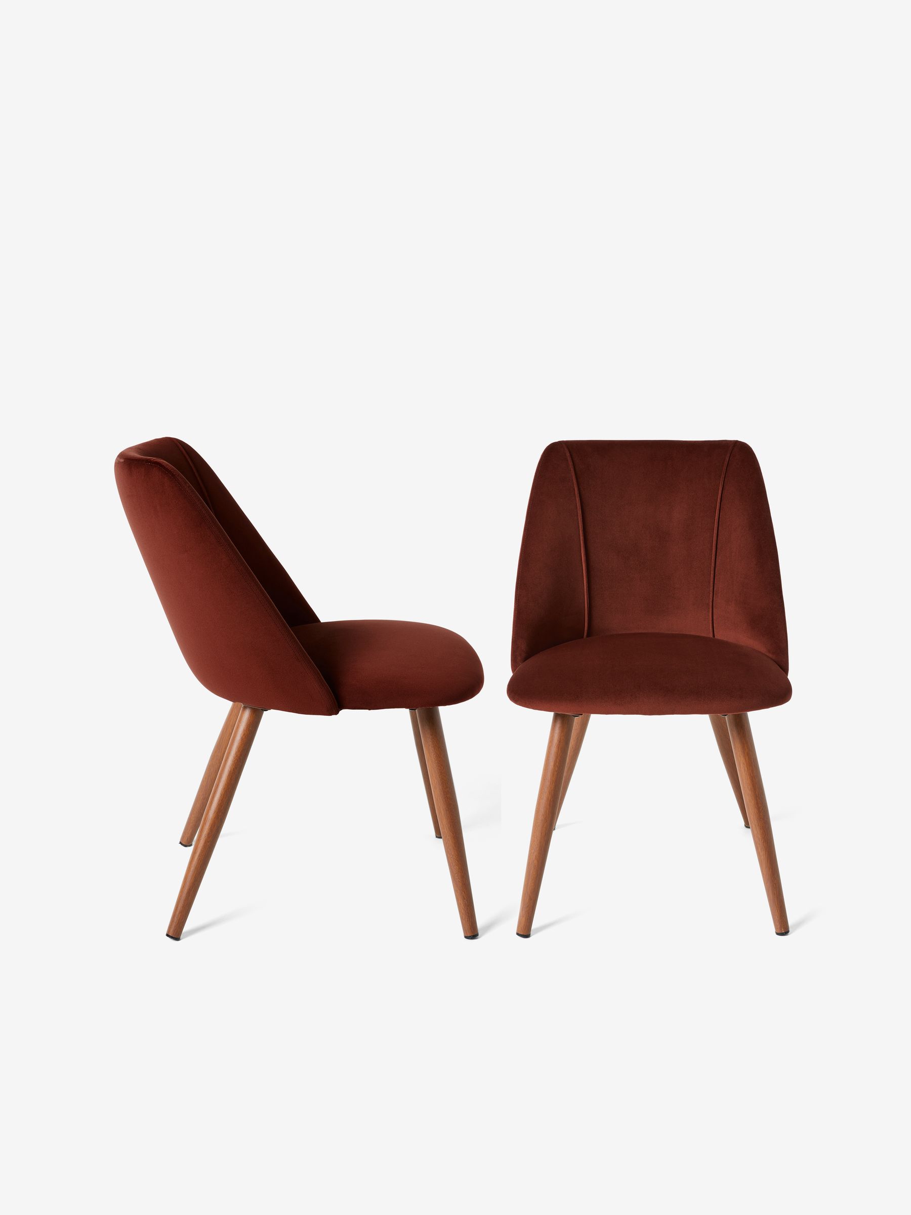 Set of 2 Lule Non Arm Dining Chairs in Rust Red and Walnut Legs - Image 3 of 3