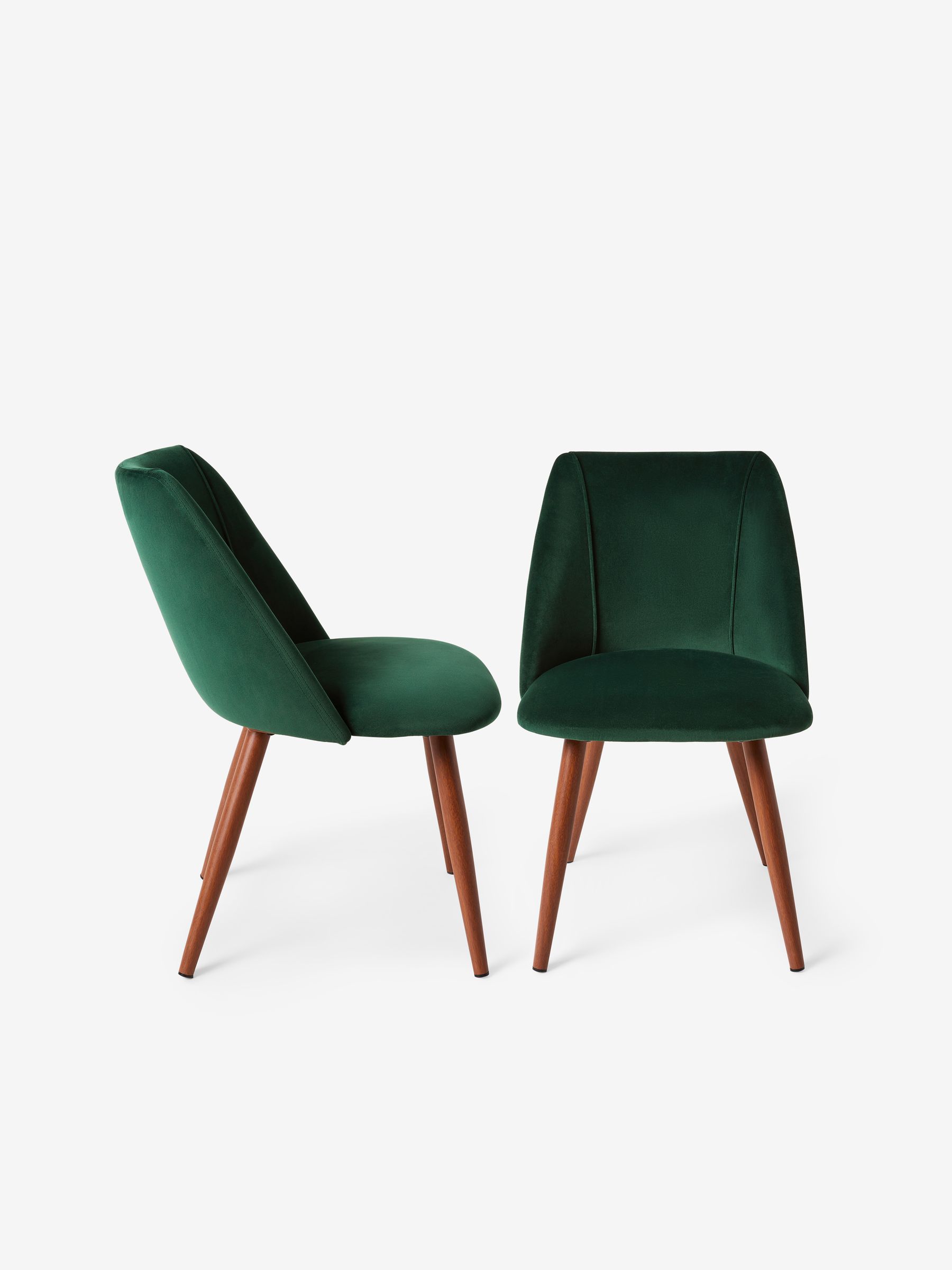 Set of 2 Lule Non Arm Dining Chairs in Pine Green and Walnut Legs - Image 2 of 2