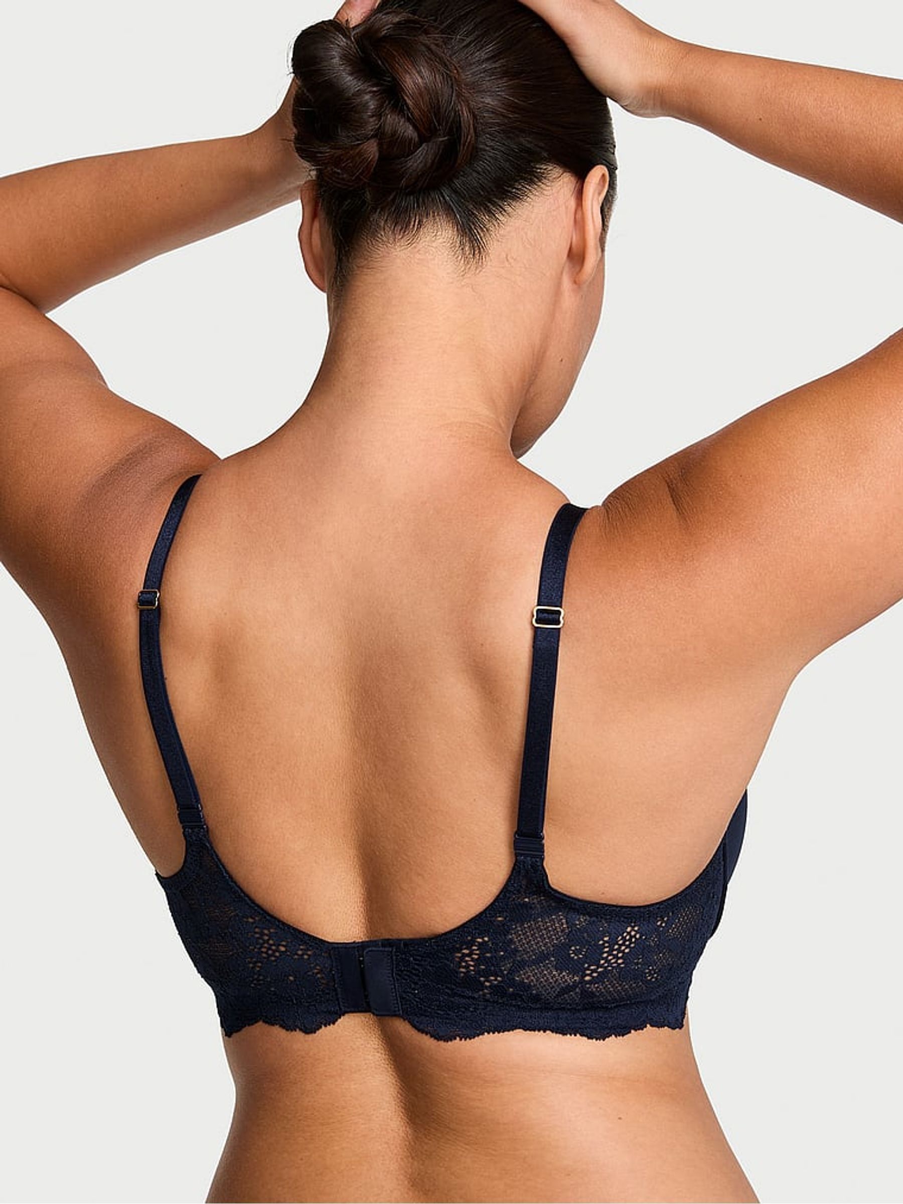 Noir Navy Blue Lace Trim Push Up Twinkle Bra - Image 2 of 2