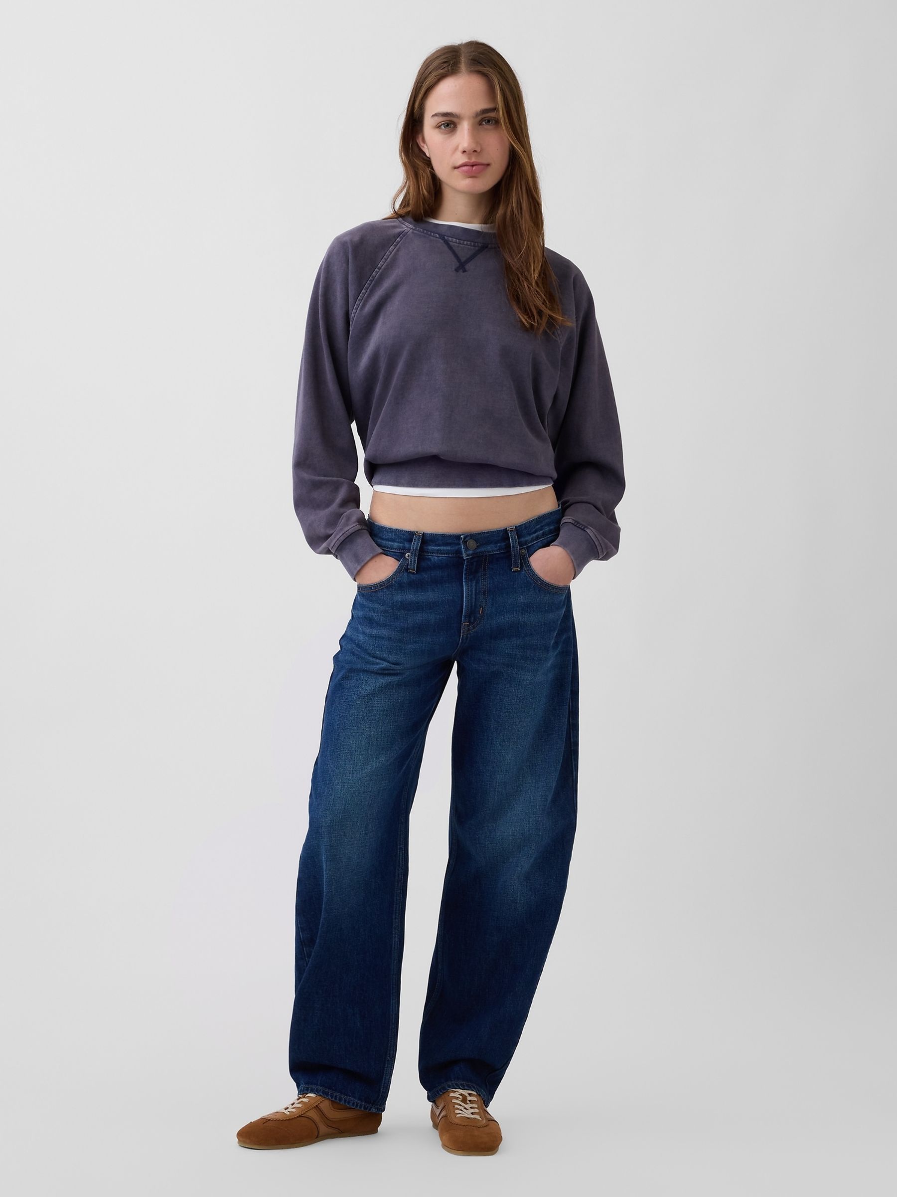 Dark Wash Low Rise Barrel Jeans - Image 4 of 5