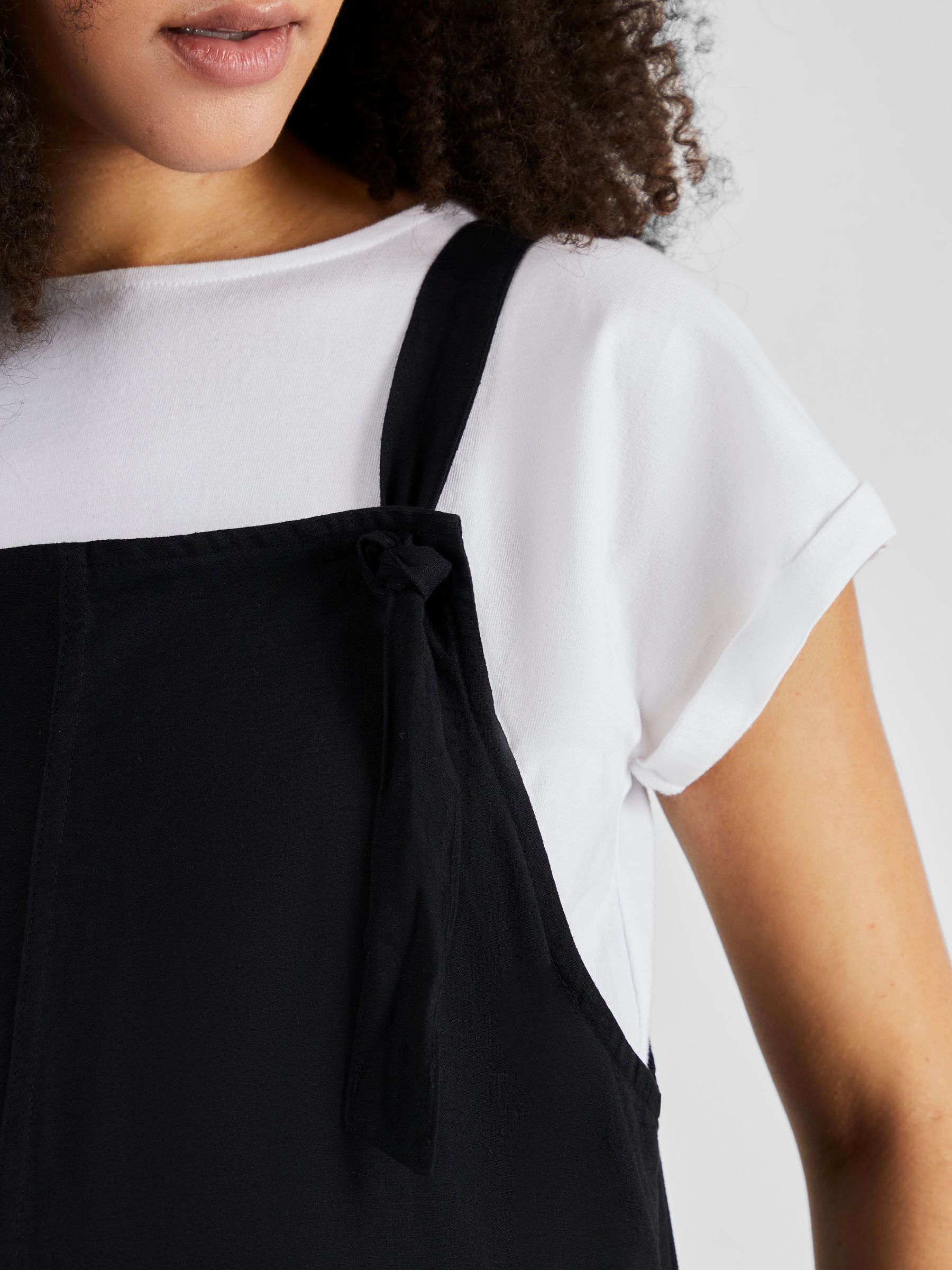 Black Wide Leg Maternity Linen Dungaree - Image 4 of 5