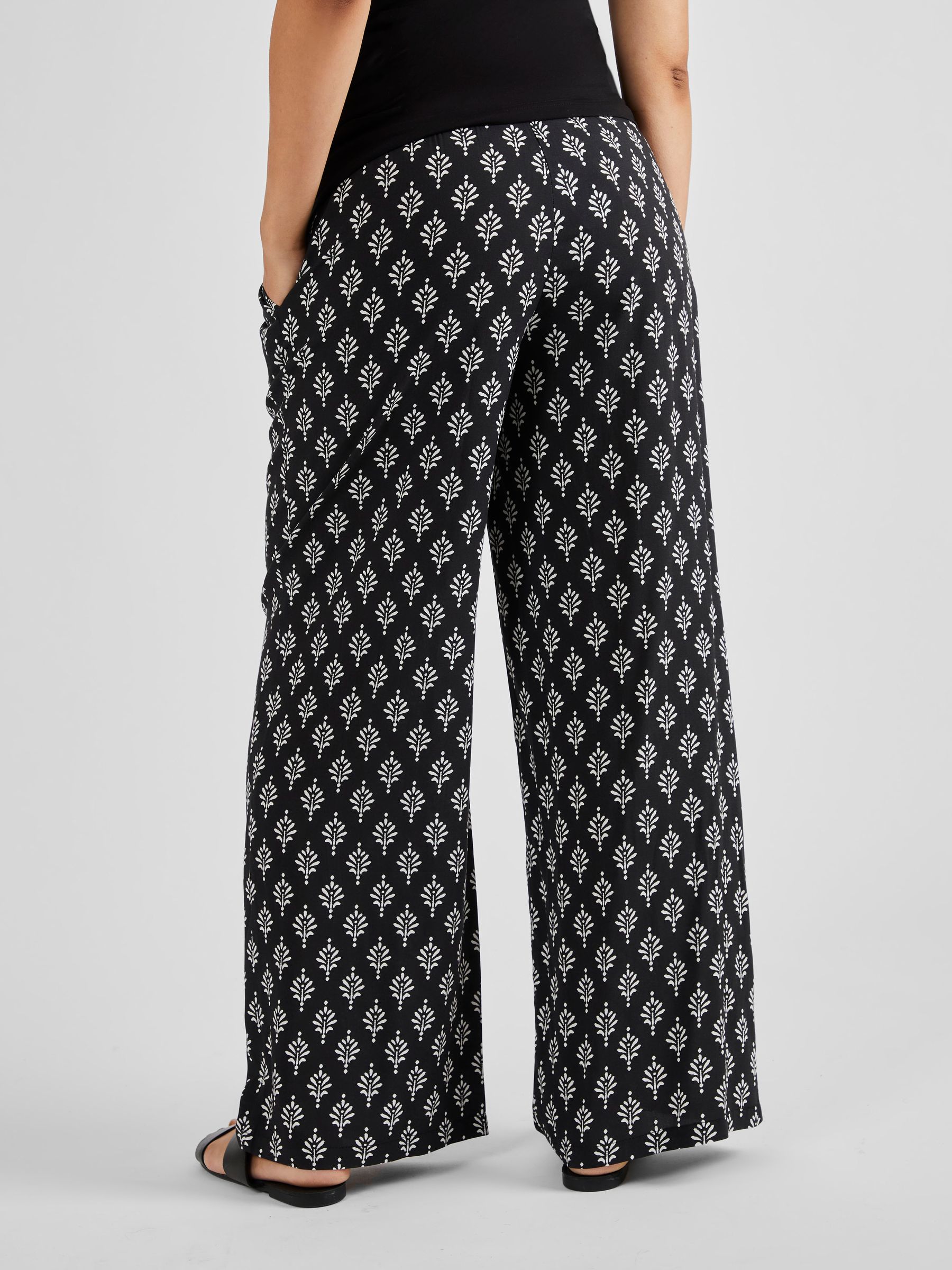 Batik Maternity Wide Leg Trousers in Black - Image 2 of 4