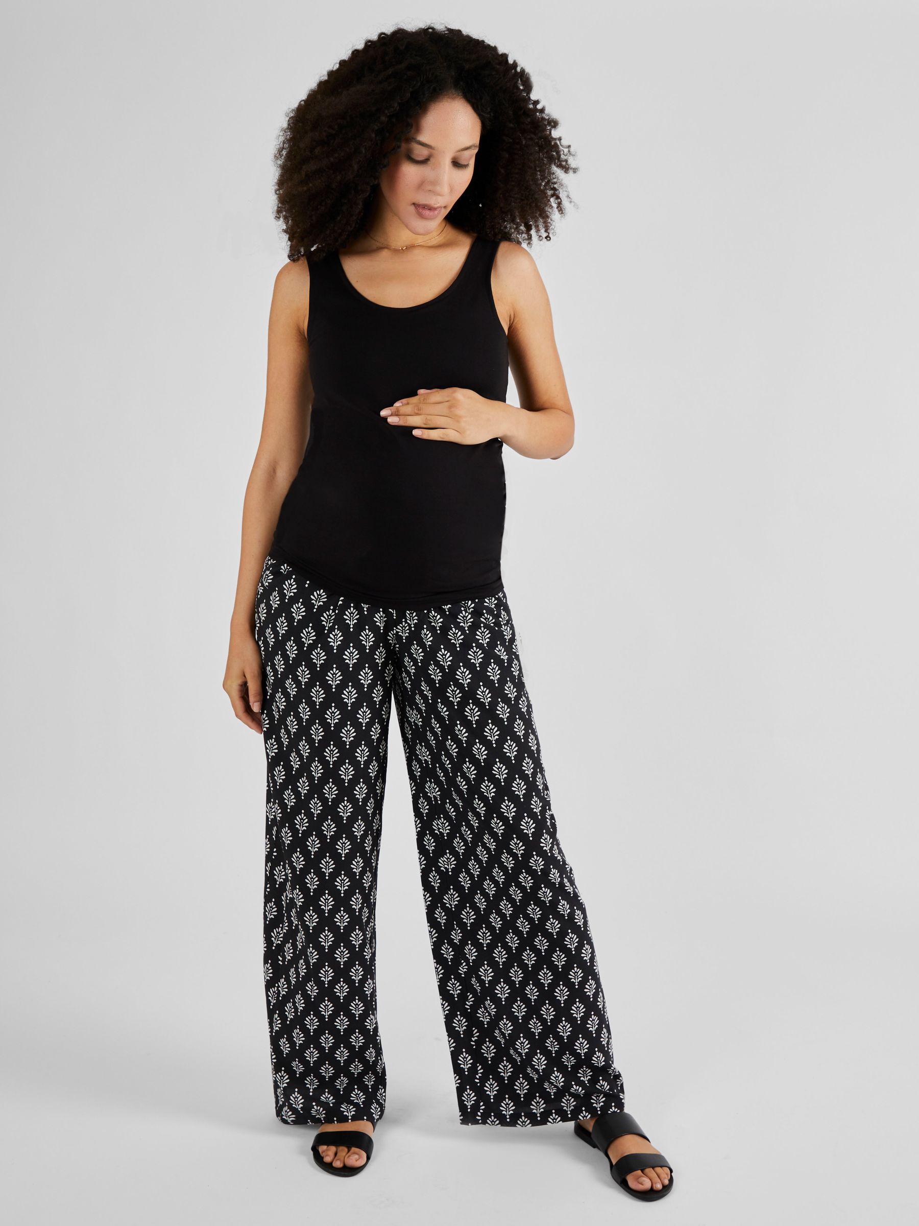 Batik Maternity Wide Leg Trousers in Black - Image 3 of 4