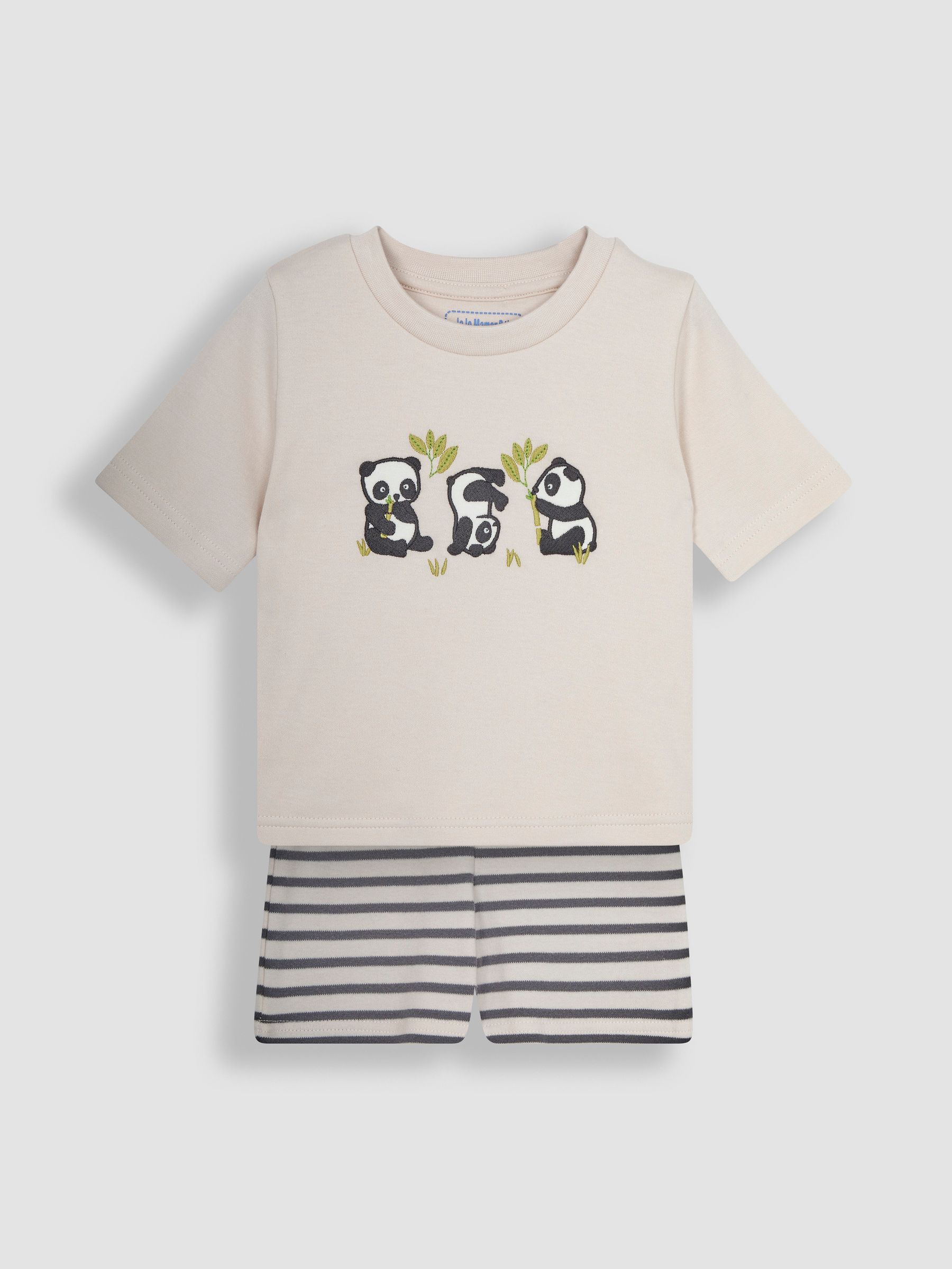 Panda Appliqué Jersey Pyjamas in Ecru - Image 3 of 6