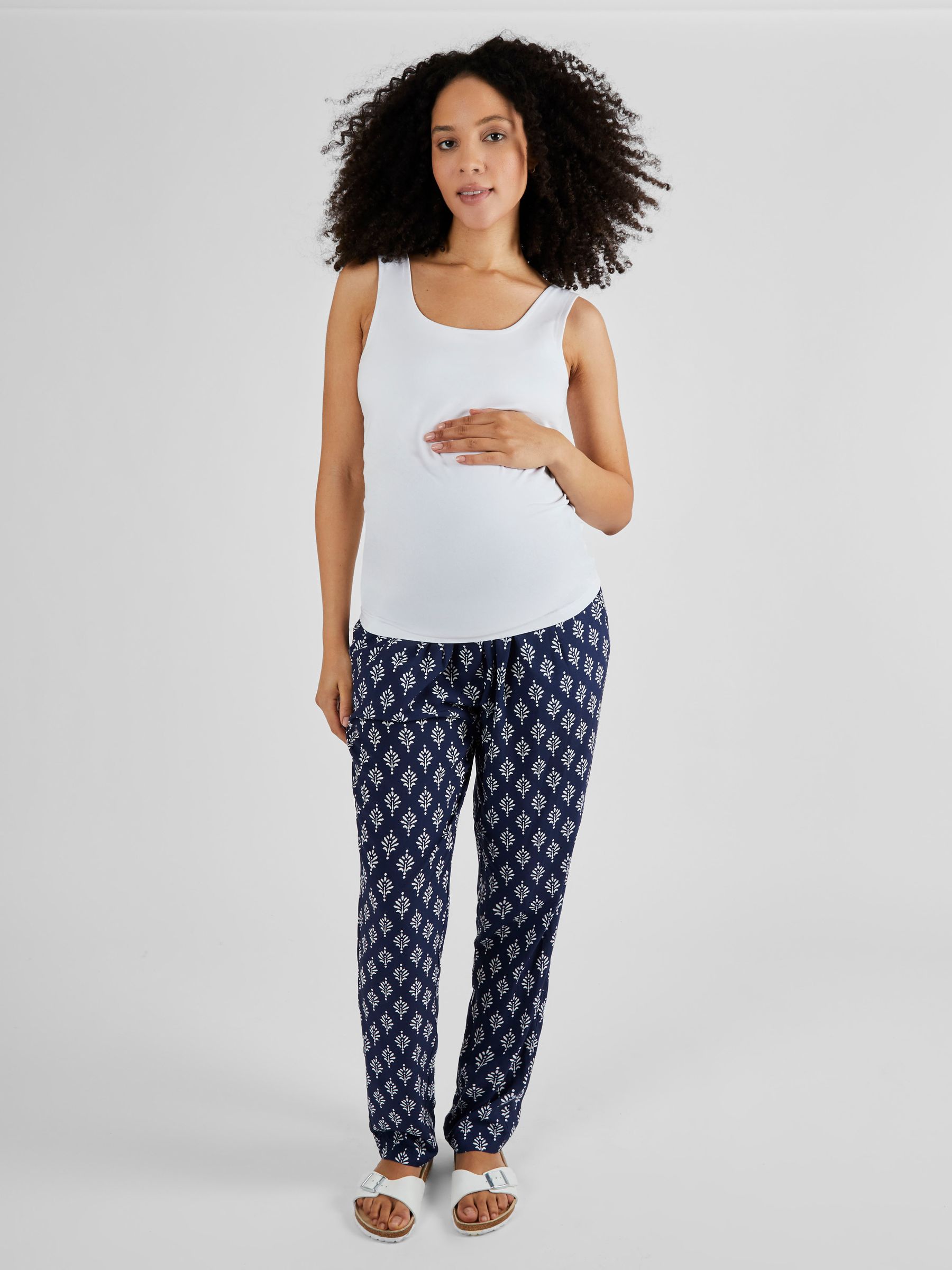 Batik Printed Maternity Trousers in Navy - Image 2 of 5