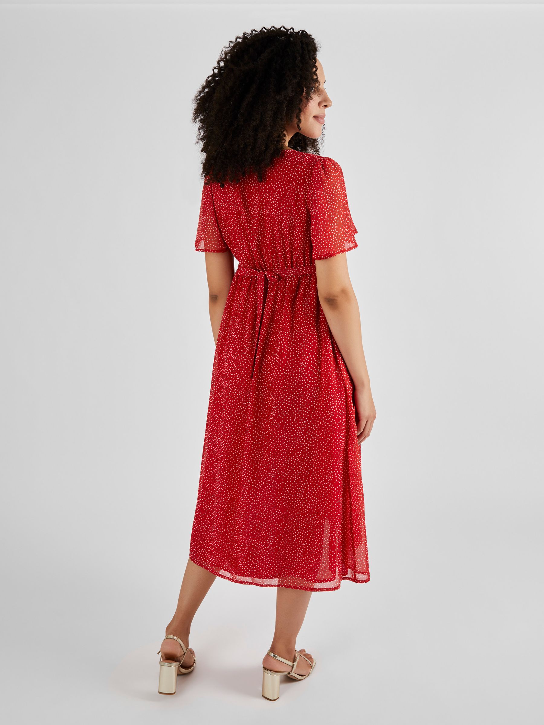 Spot Maternity Wrap Midi Dress in Red - Image 2 of 5