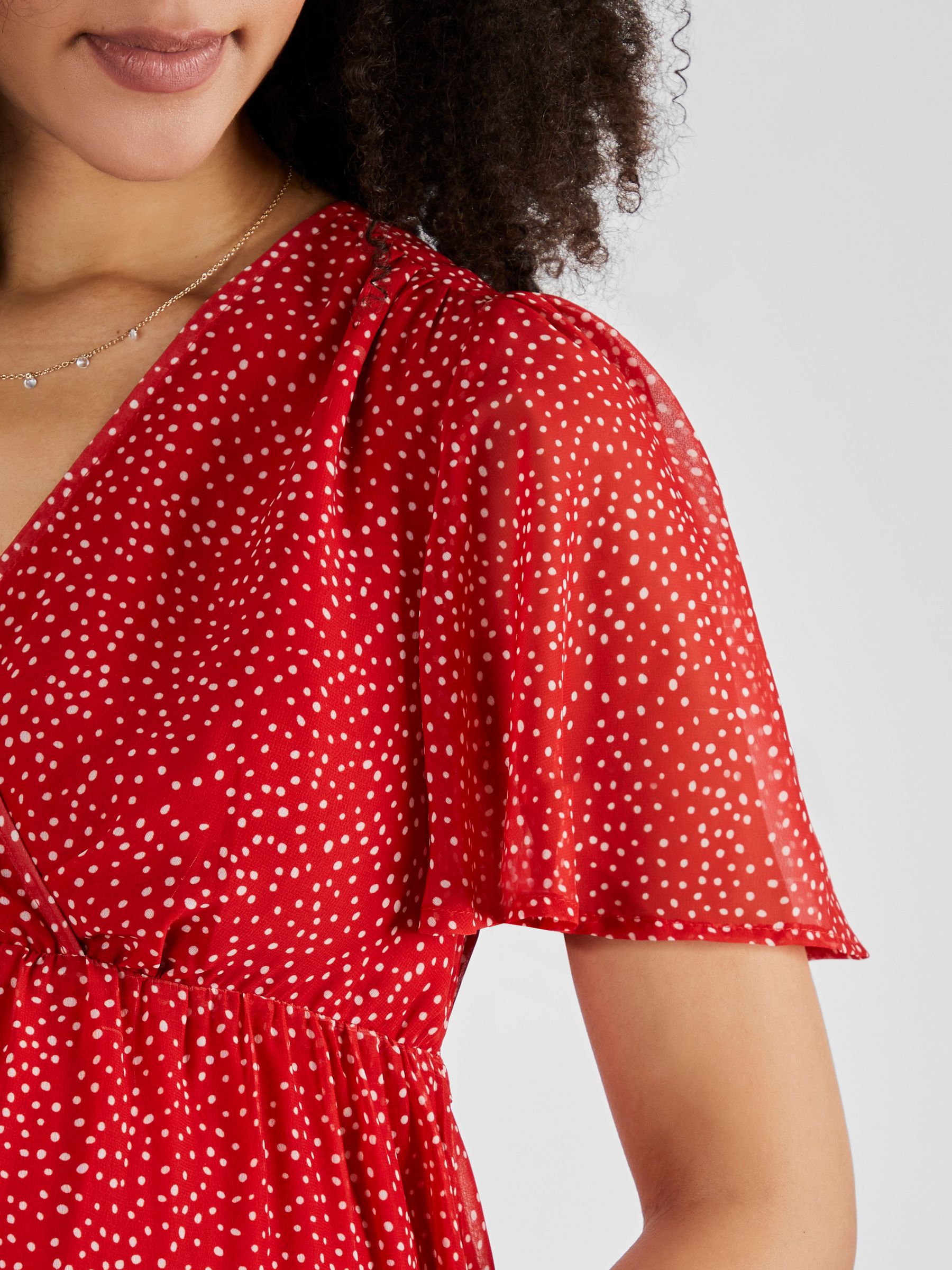 Spot Maternity Wrap Midi Dress in Red - Image 4 of 5