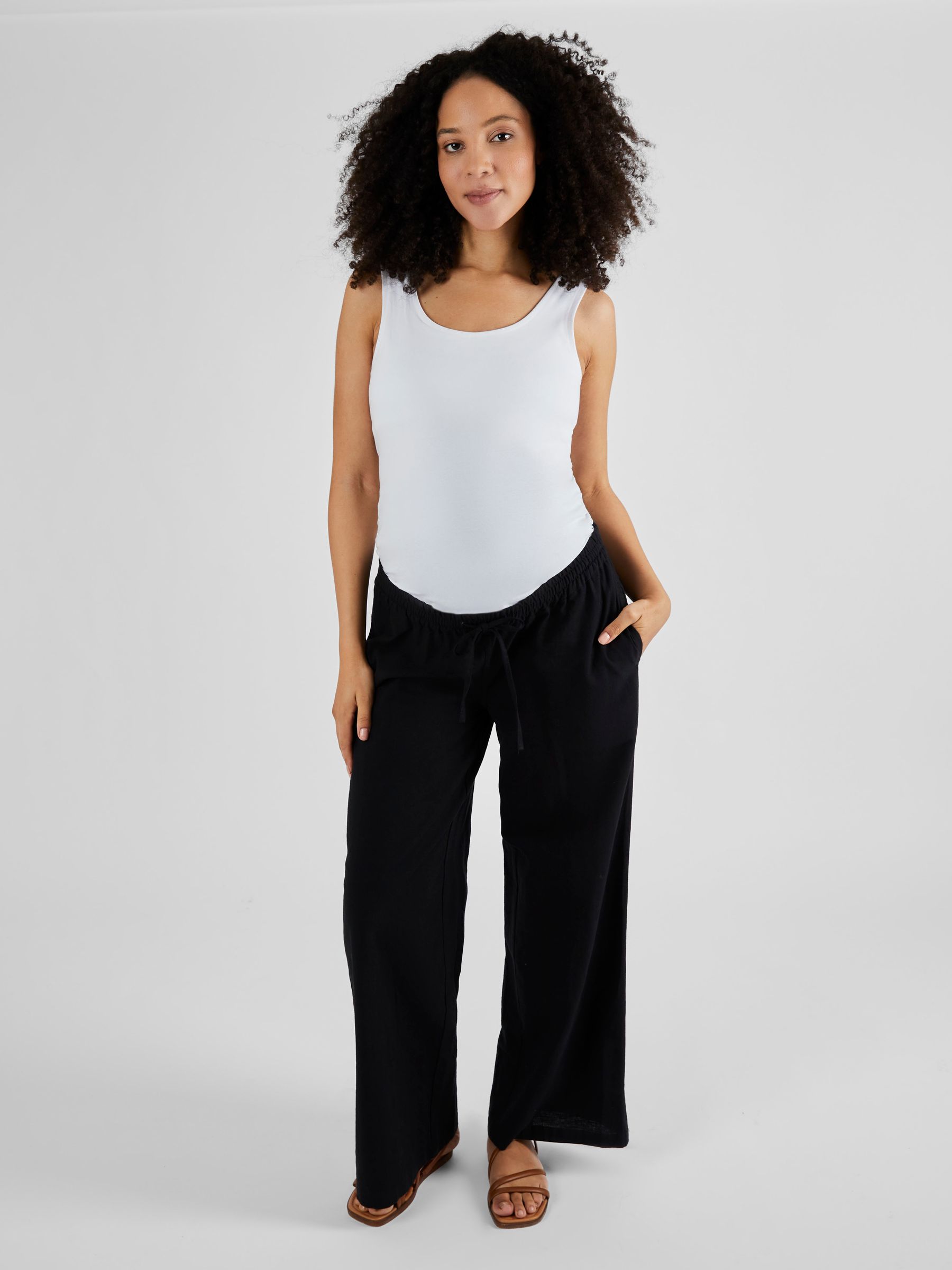 Black Linen Blend Maternity Trousers - Image 3 of 5