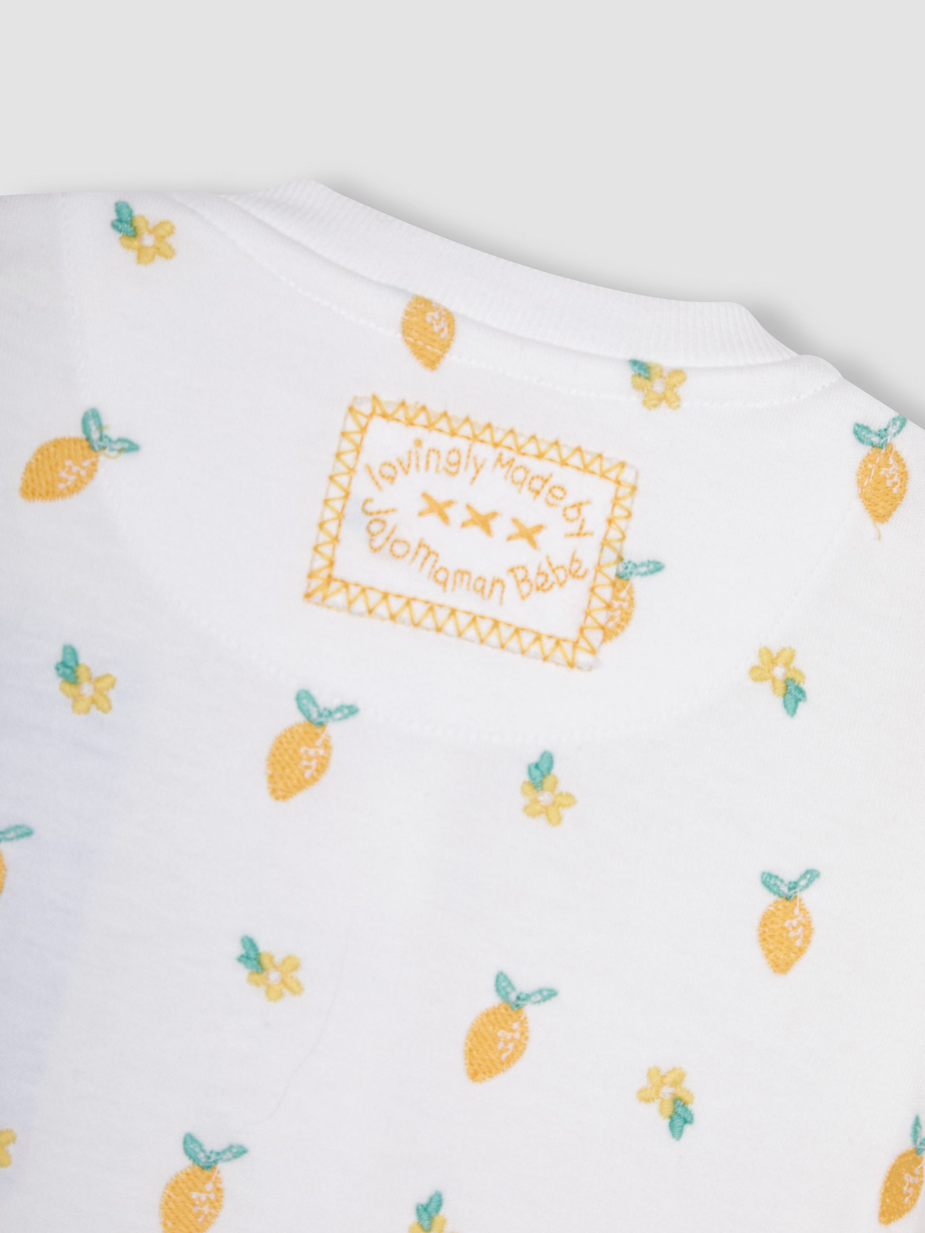 White Lemon Embroidered Cotton Baby Sleepsuit - Image 7 of 7