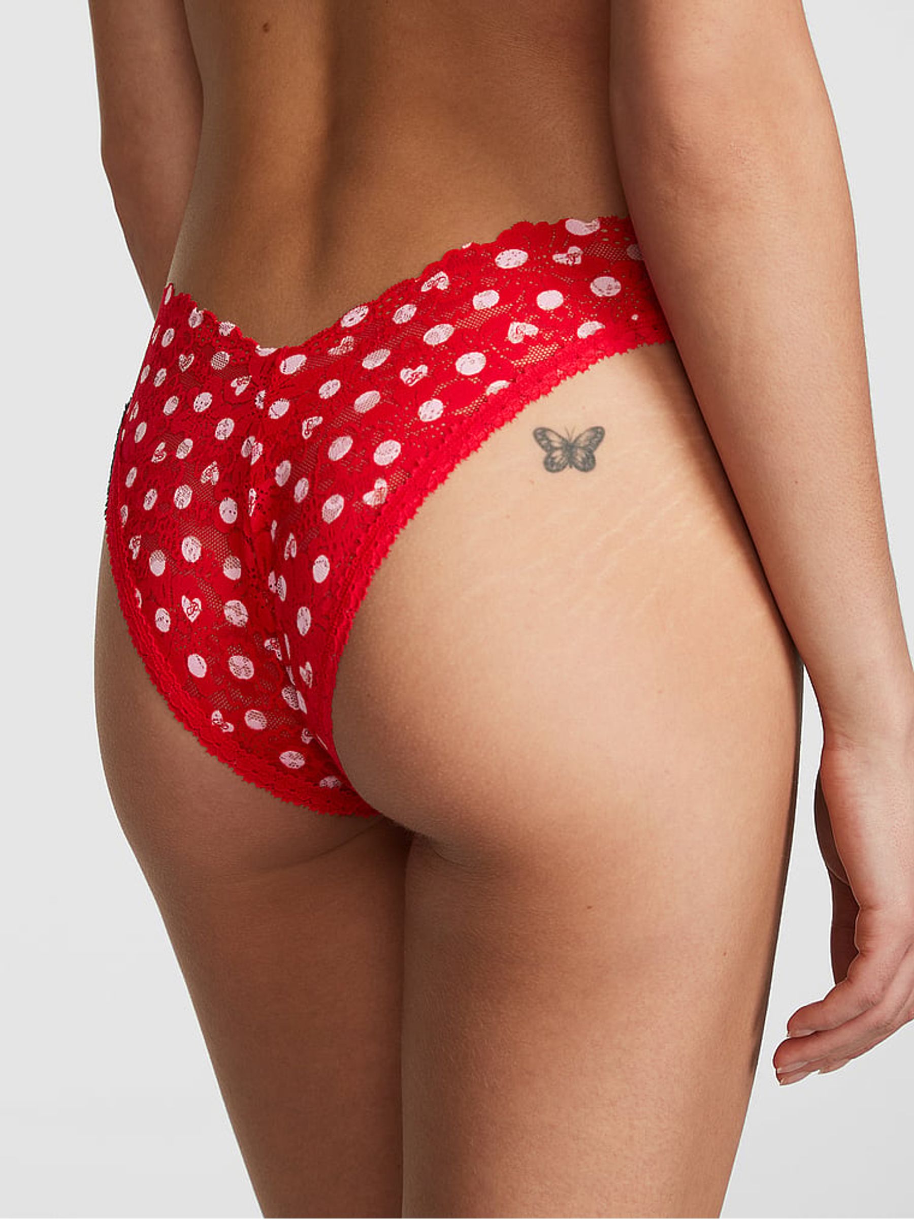 Red Pepper Heart Dot Brazilian Lace Knickers - Image 2 of 4