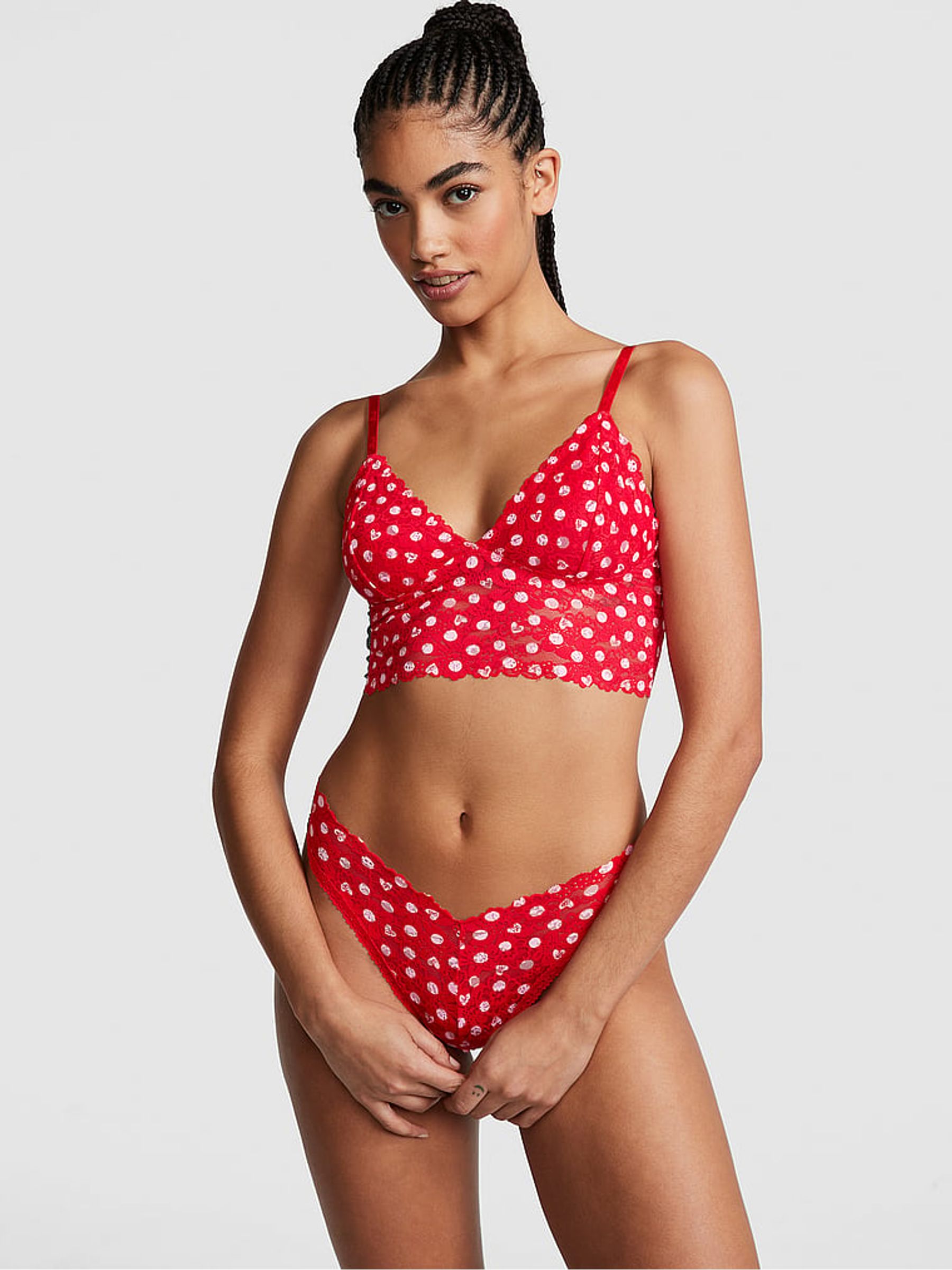 Red Pepper Heart Dot Brazilian Lace Knickers - Image 3 of 4