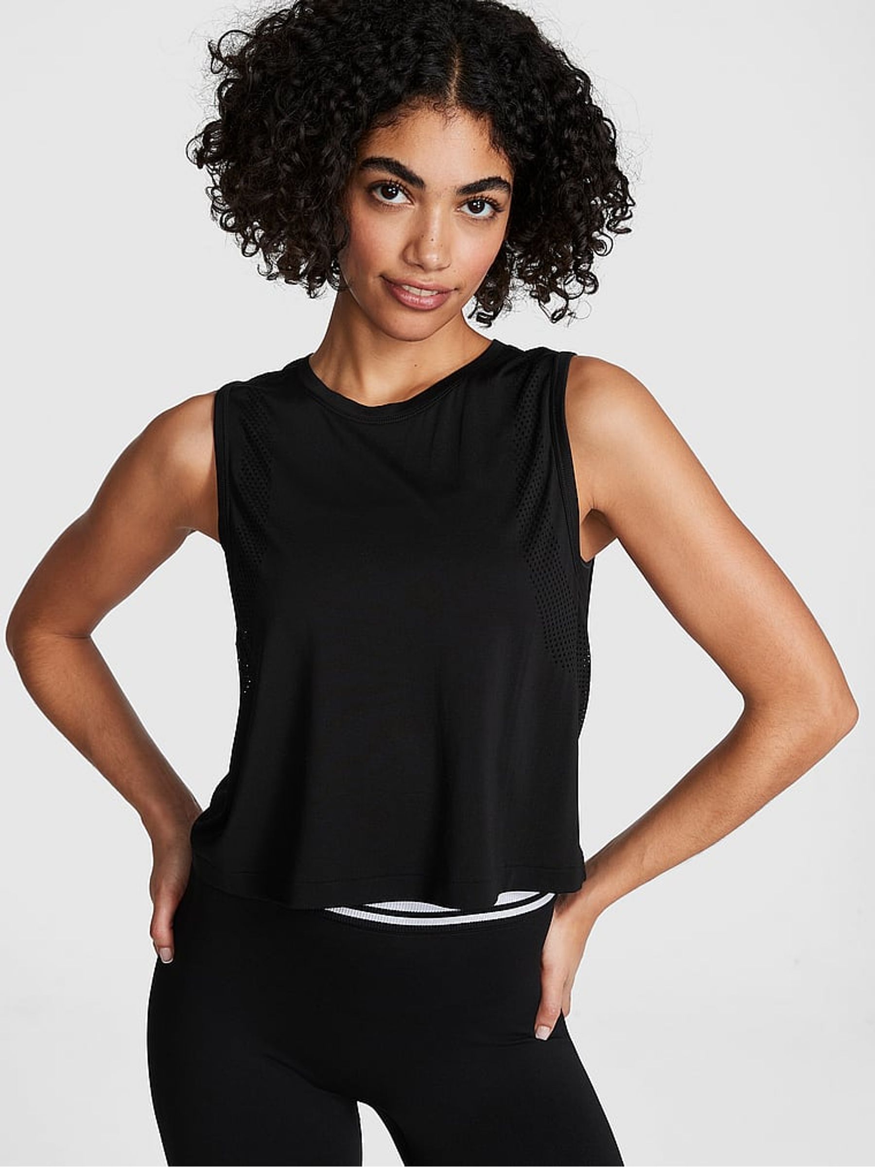 Pure Black Drapey Muscle Tank Top - Image 1 of 3