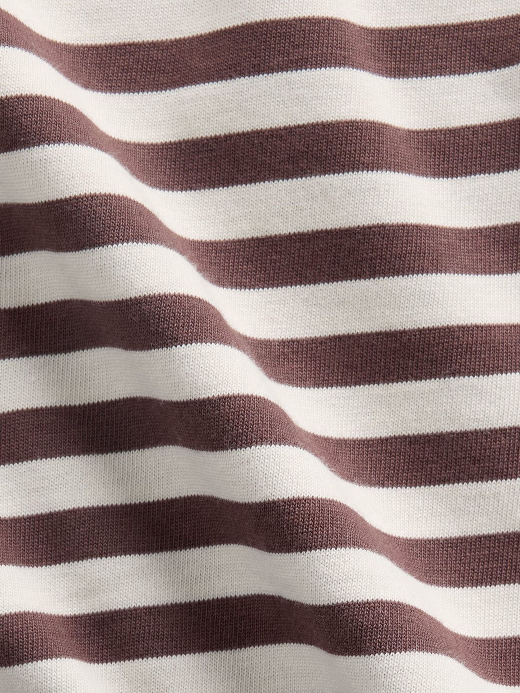 Brown/White Stripe Knit Oversized Crop Long Sleeve T-shirt - Image 4 of 4