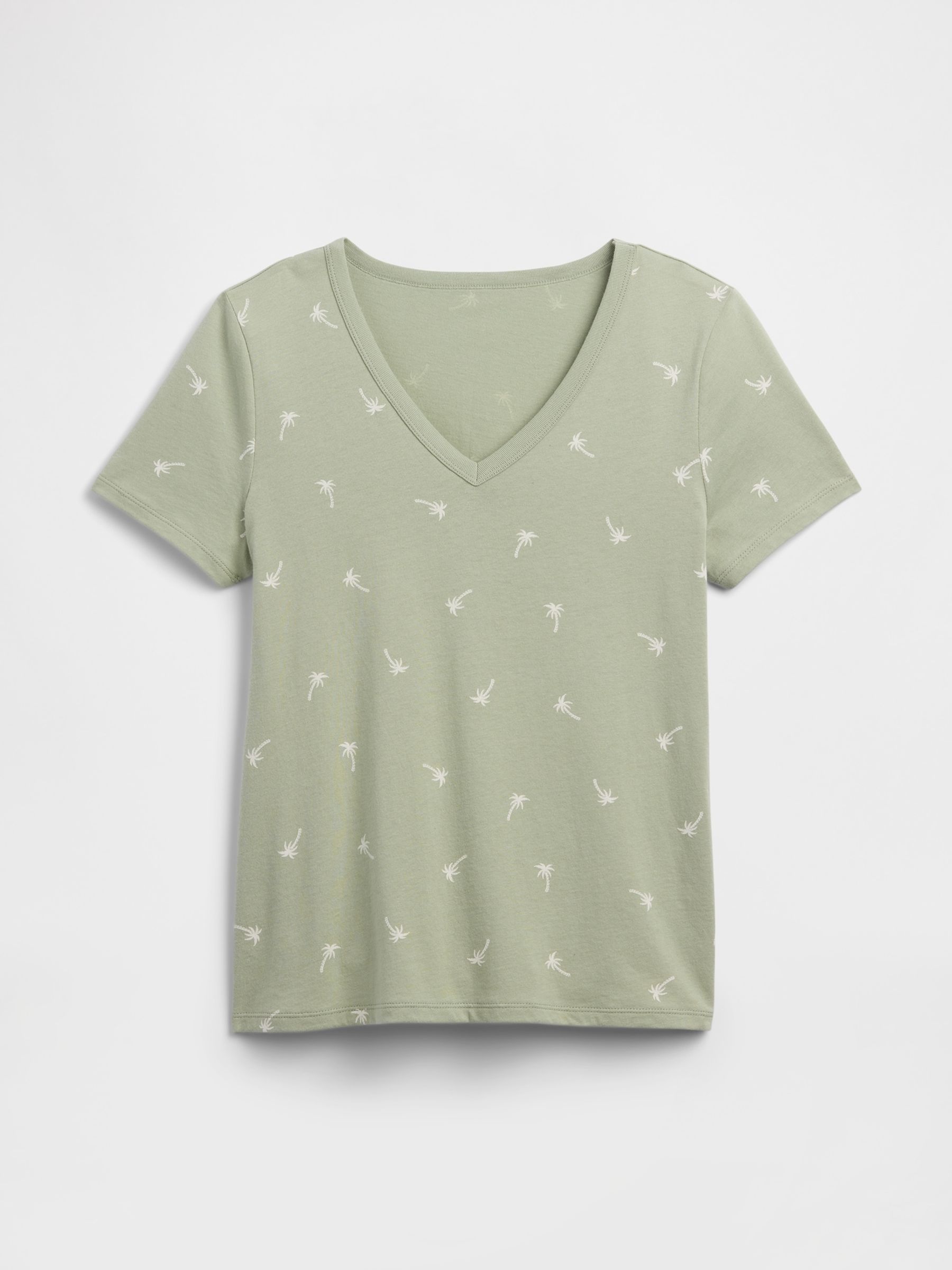 Green Palm Favorite Print V-Neck Short Sleeve T-Shirt - Image 5 of 5