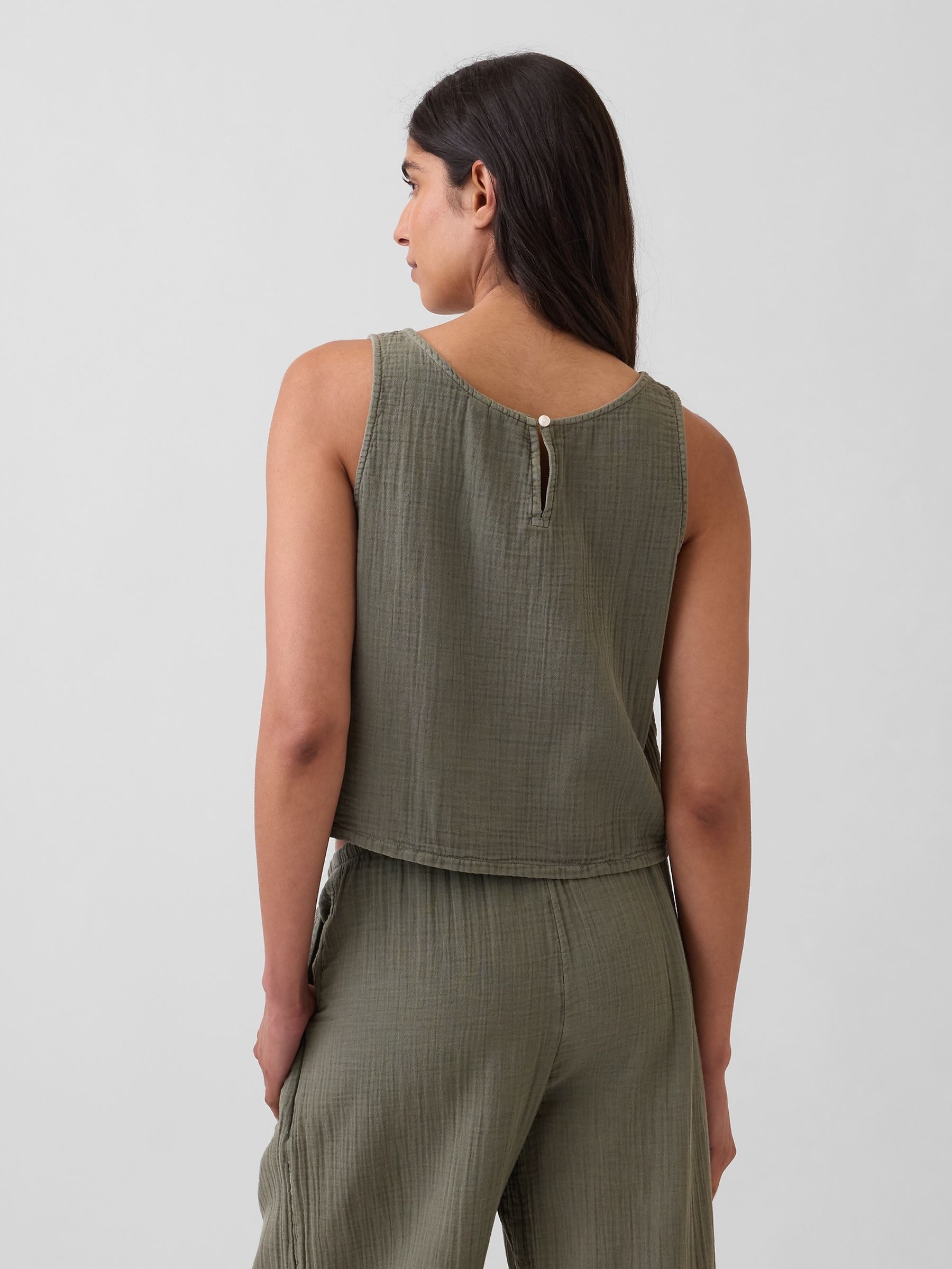 Khaki Green Gauze Racer Shell Vest - Image 2 of 4