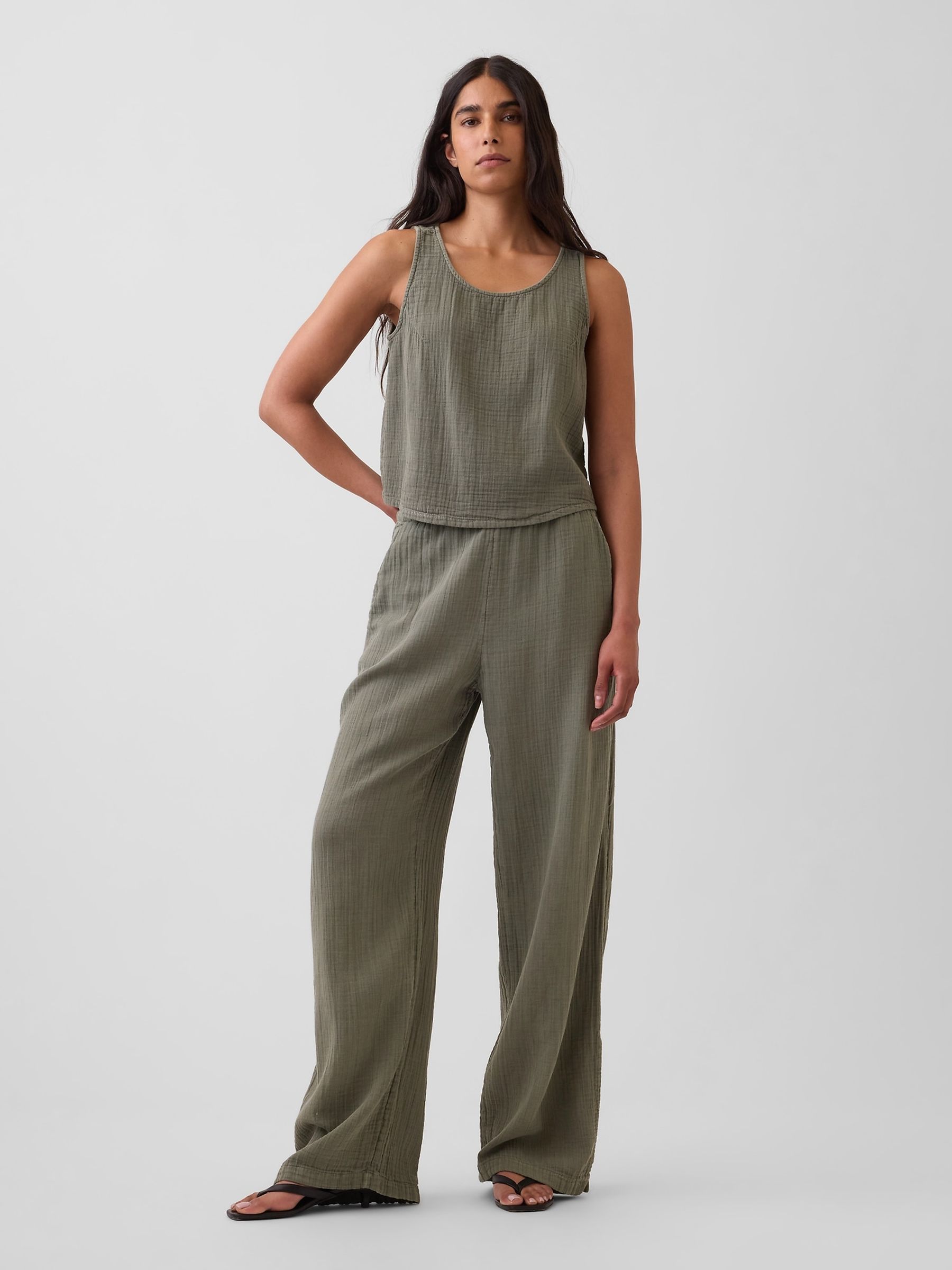 Khaki Green Gauze Racer Shell Vest - Image 3 of 4