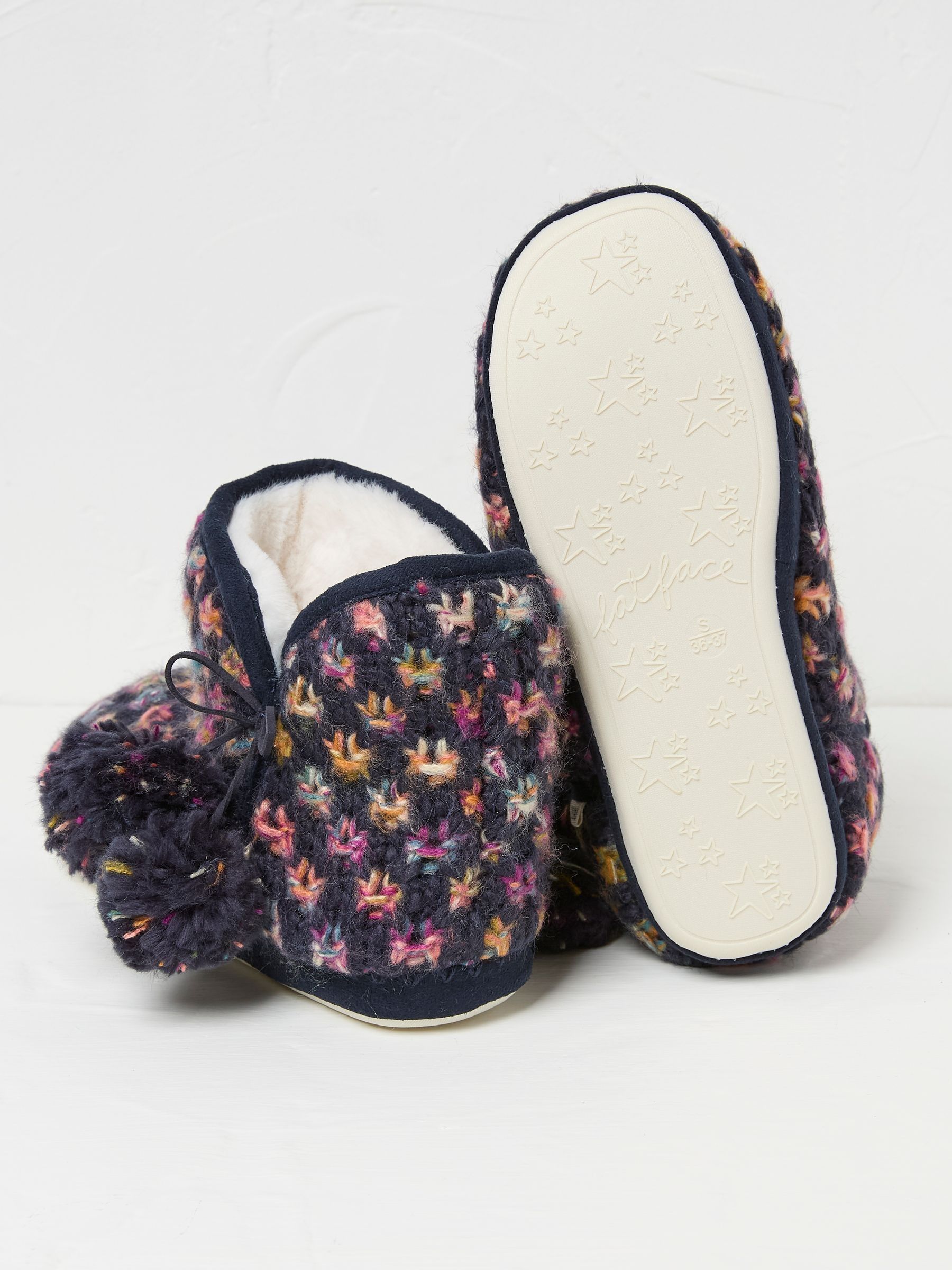 Sara Navy Knit Slippers Boots - Image 3 of 3