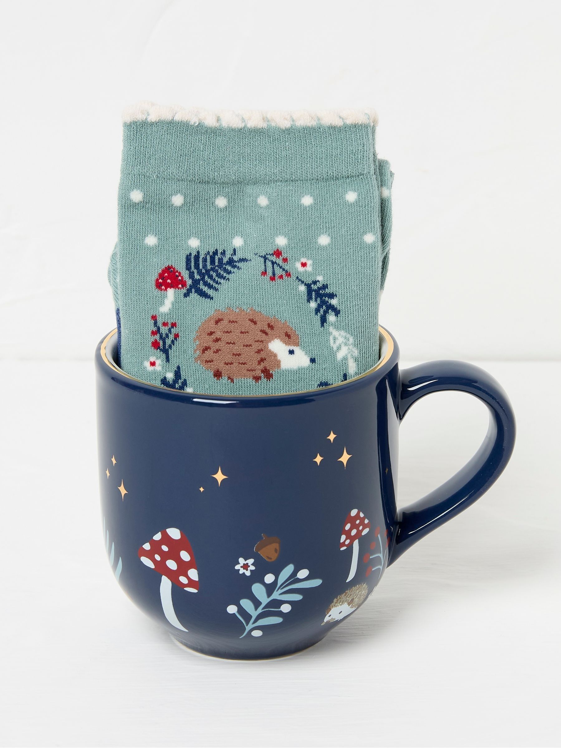 Multi Hedgehog Socks And Mug Set - Image 1 of 2