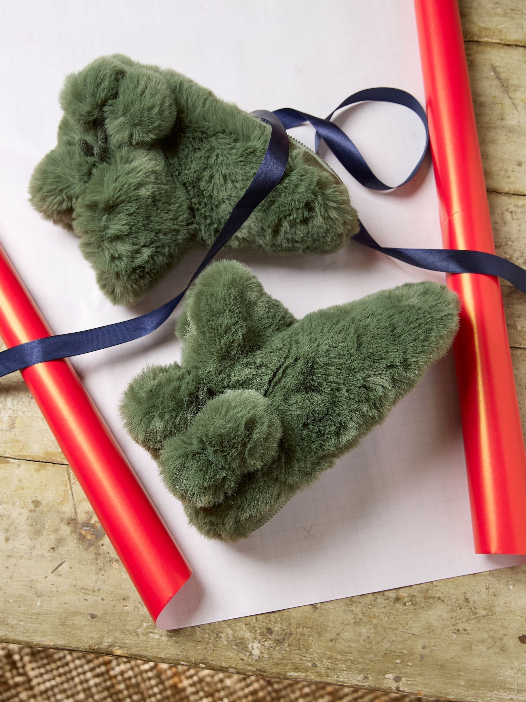 Farah Khaki Green Faux Fur Boots - Image 3 of 3