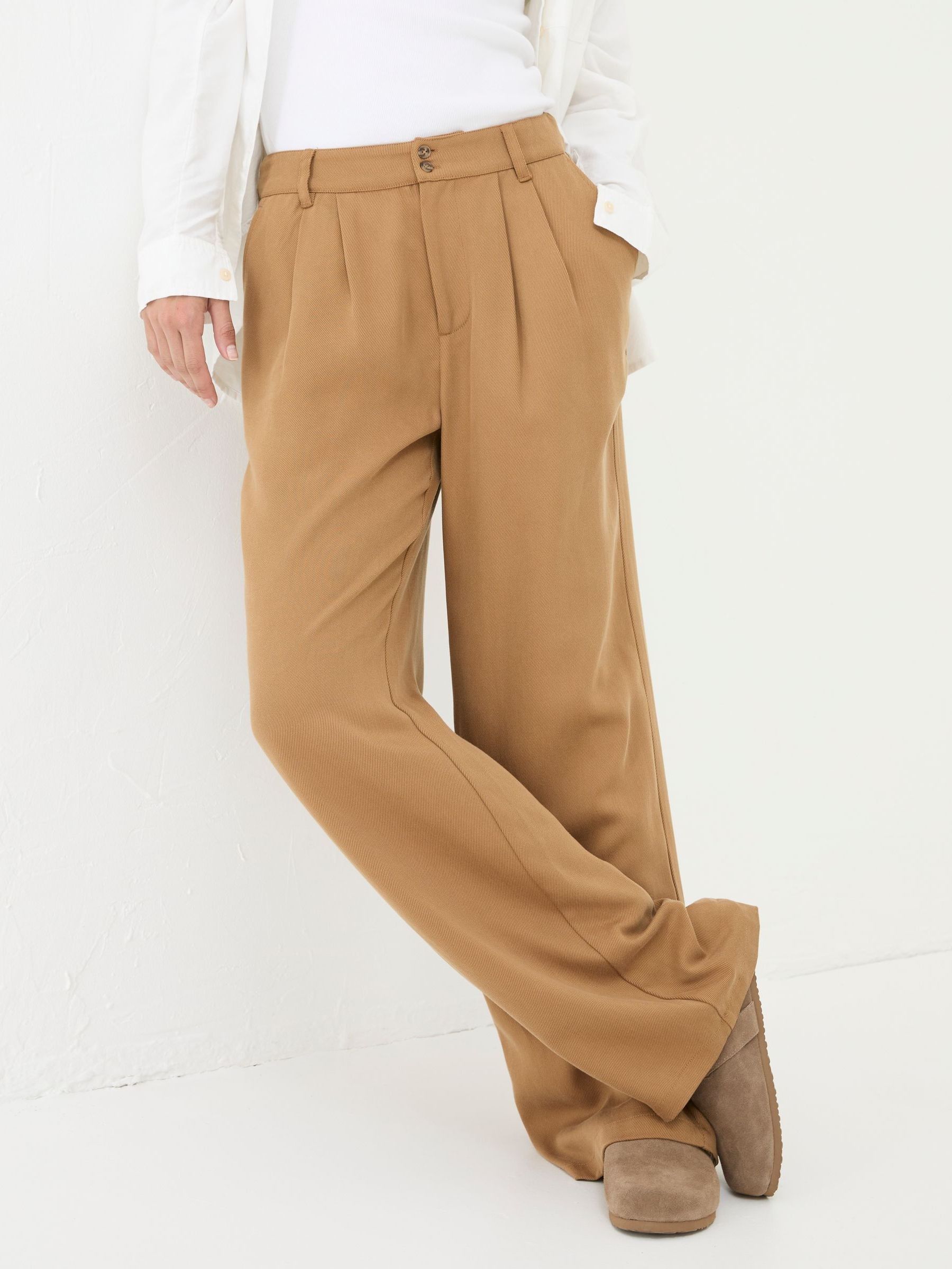 Dark Natural Ginger Wide Leg Drape Trousers - Image 2 of 6