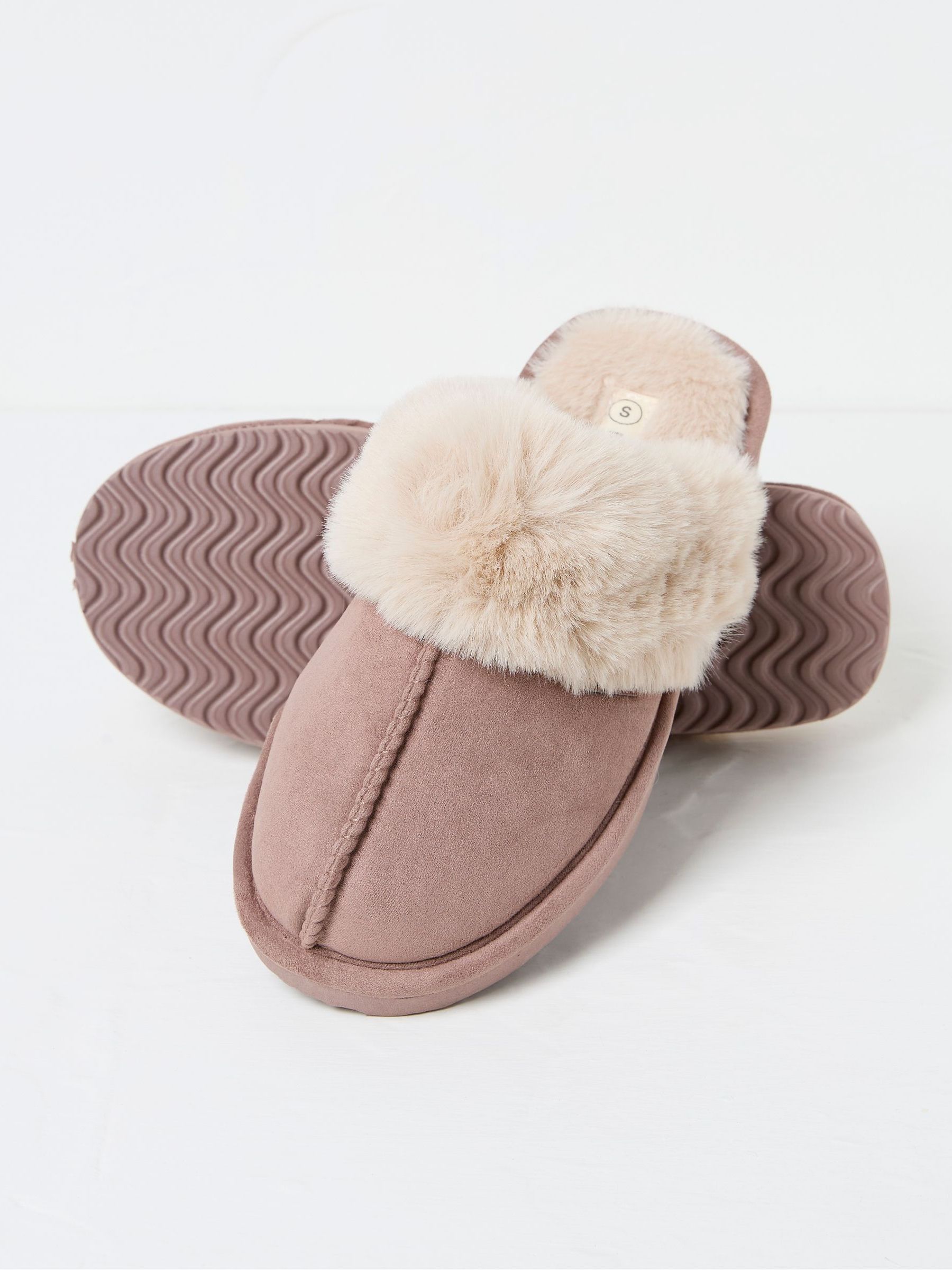 Kaia Dark Natural Faux Fur Cuff Mules - Image 2 of 2