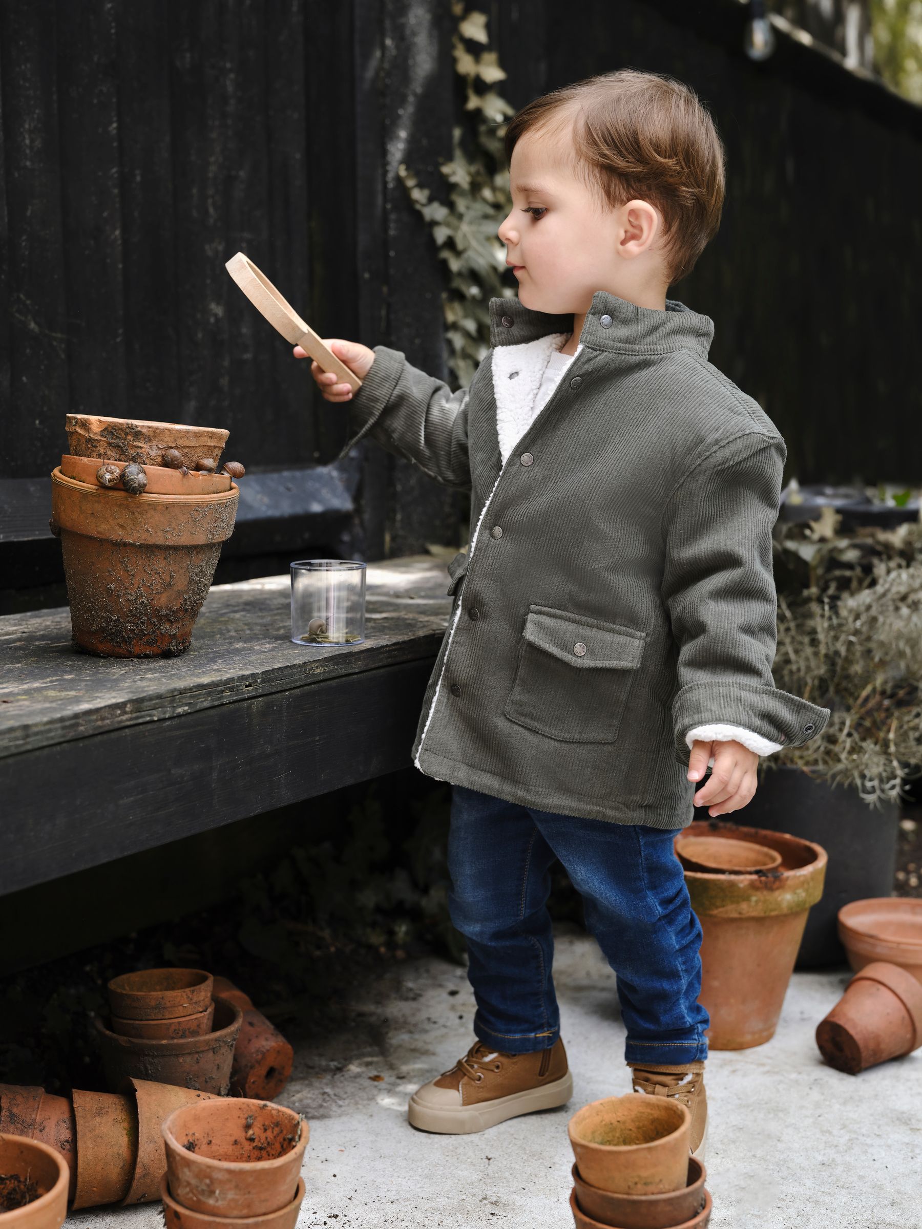 Khaki Green Reversible Cord & Teddy Fleece Jacket - Image 1 of 9