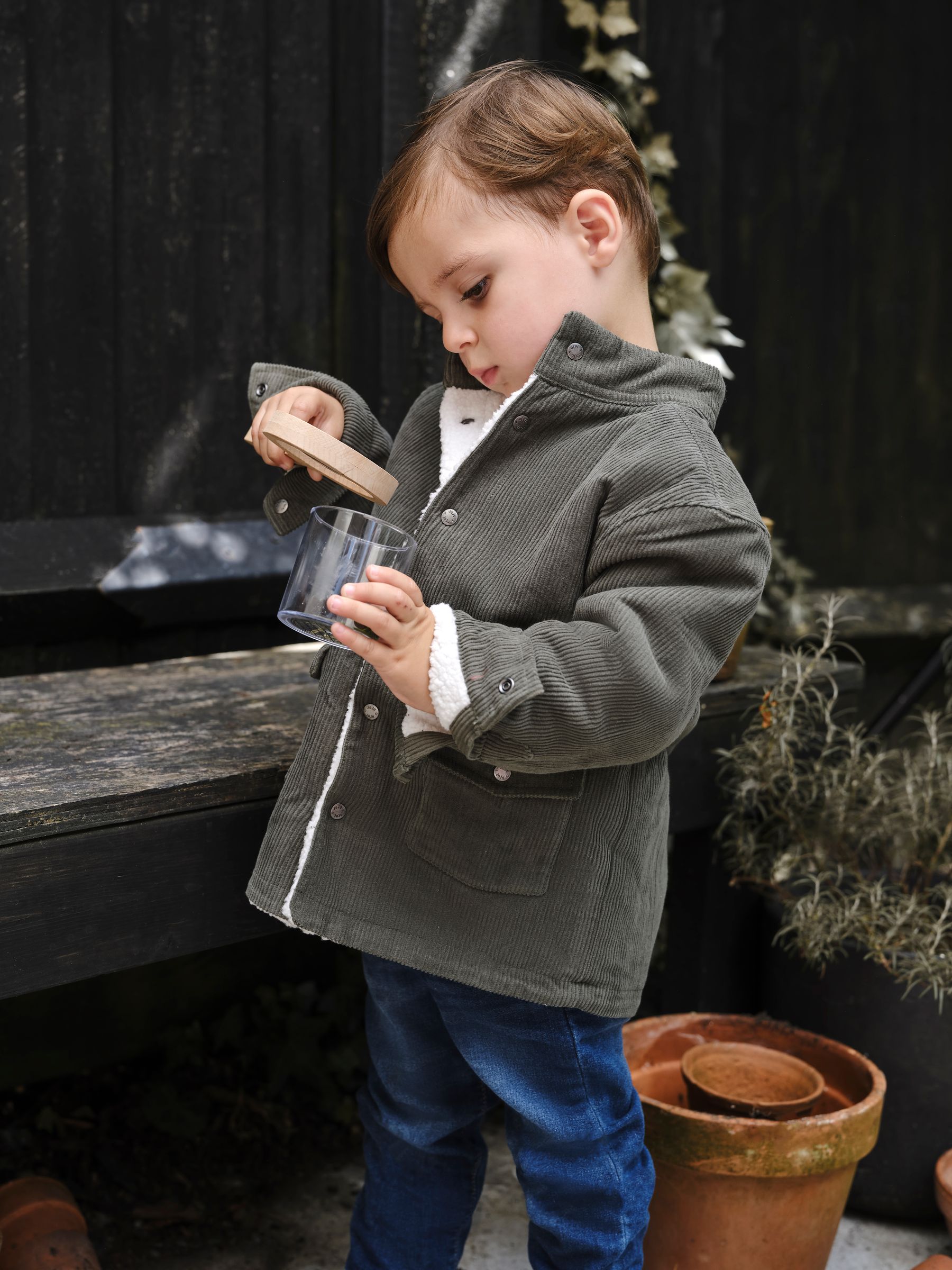 Khaki Green Reversible Cord & Teddy Fleece Jacket - Image 3 of 9
