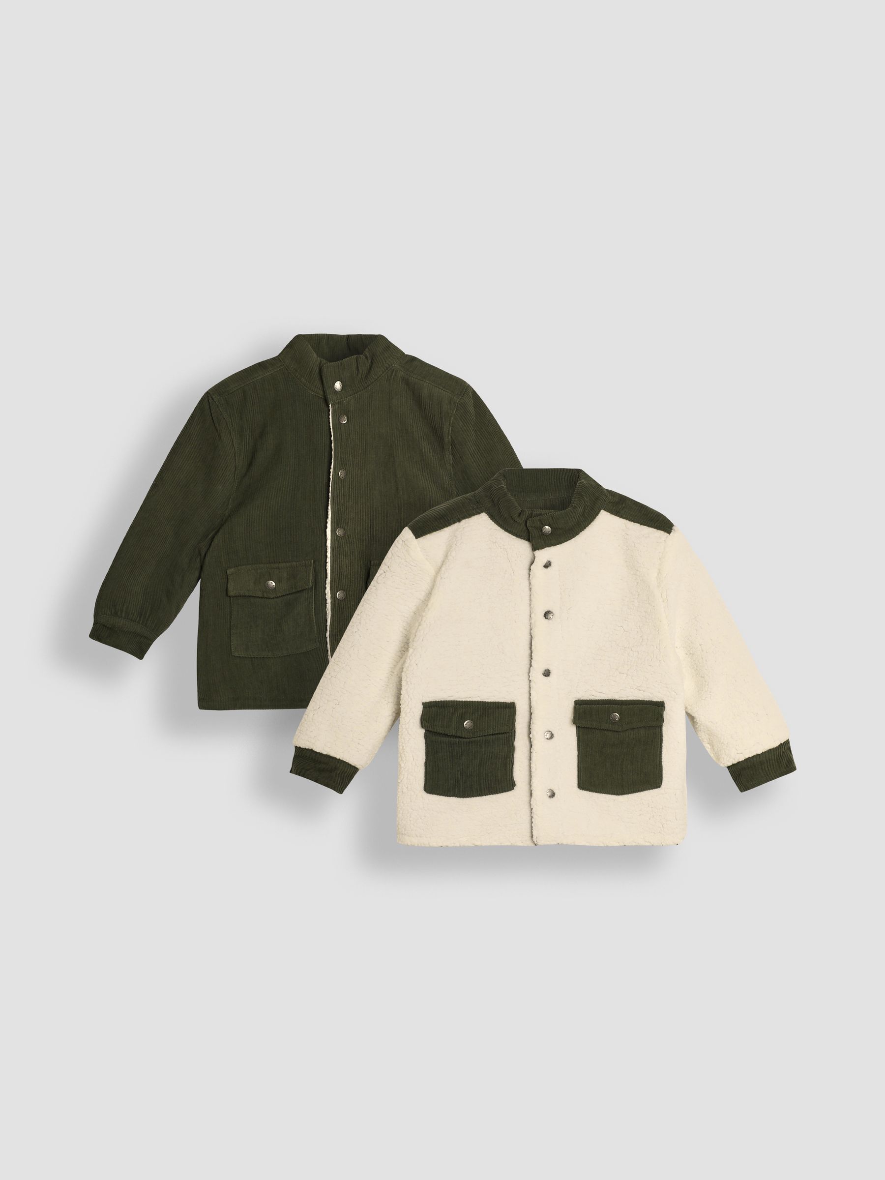 Khaki Green Reversible Cord & Teddy Fleece Jacket - Image 5 of 9
