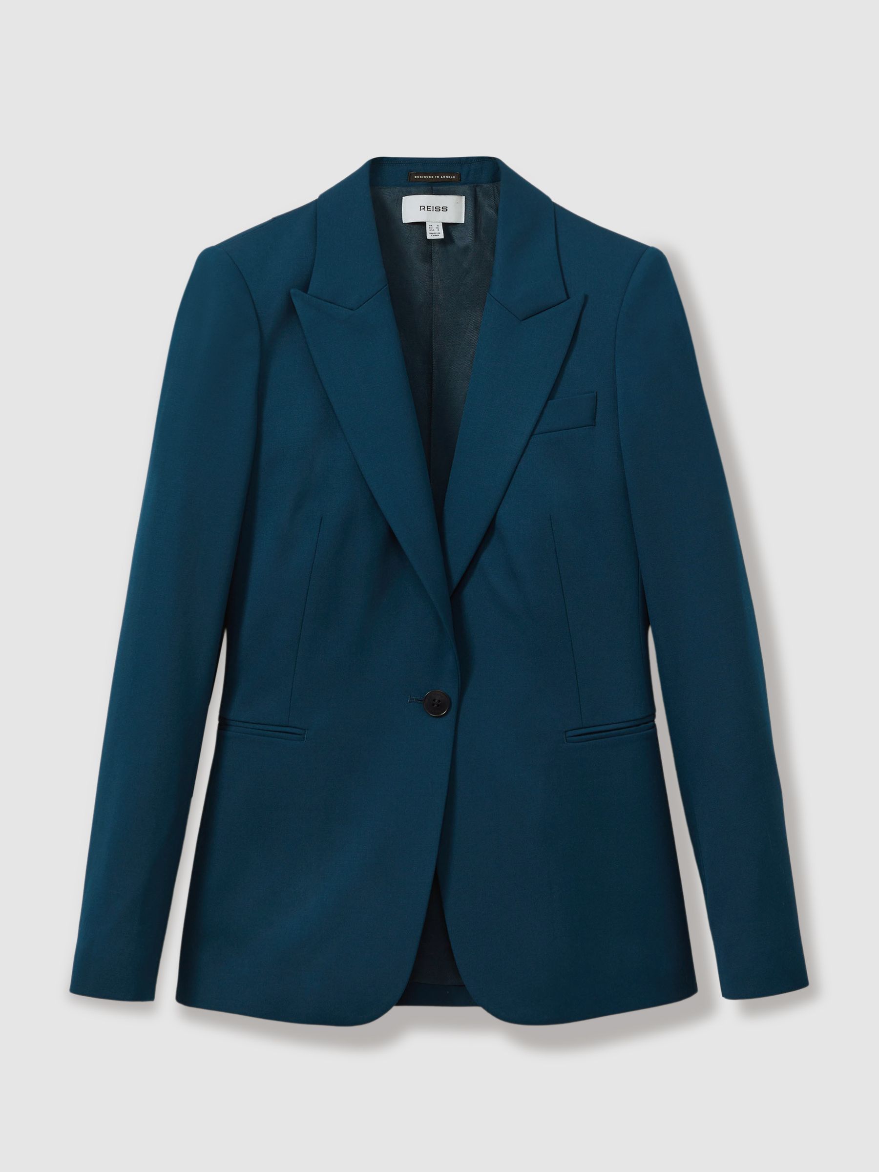 Reiss Wool Blend Single Breasted Suit Blazer in Teal | REISS