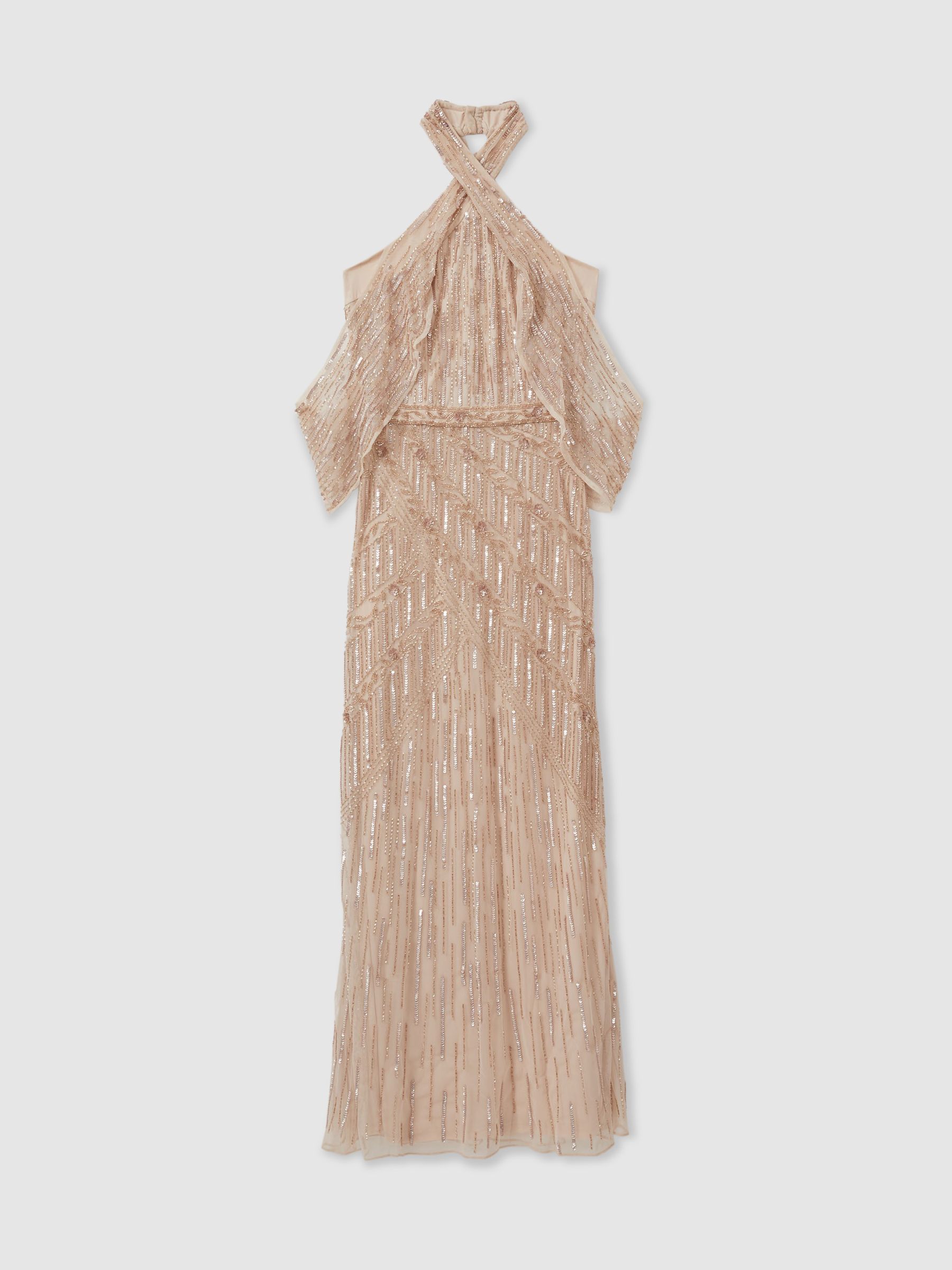 Ava Nude Raishma Nude Embellished Cross Front Maxi Dress - Image 2 of 5