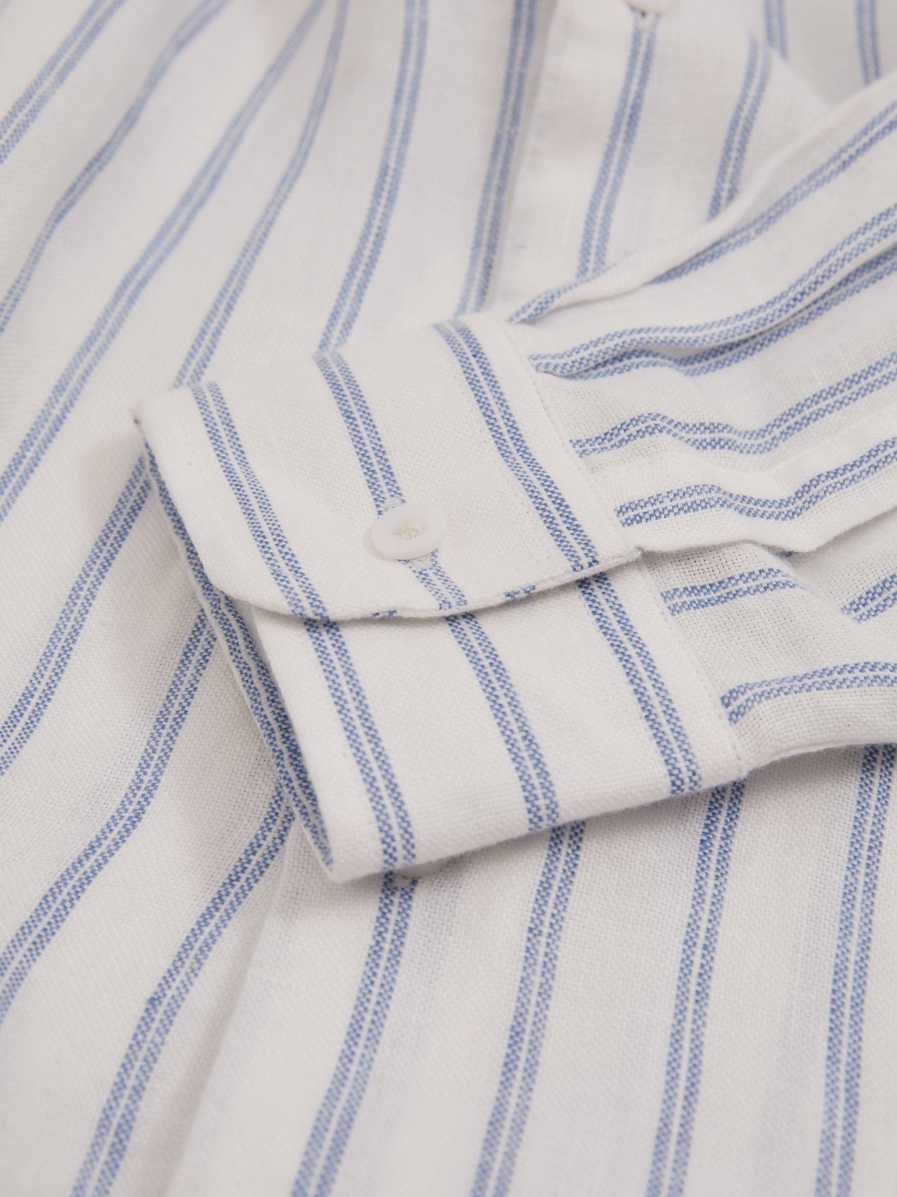 Linen Button-Through Shirt in Blue Stripe - Image 6 of 6