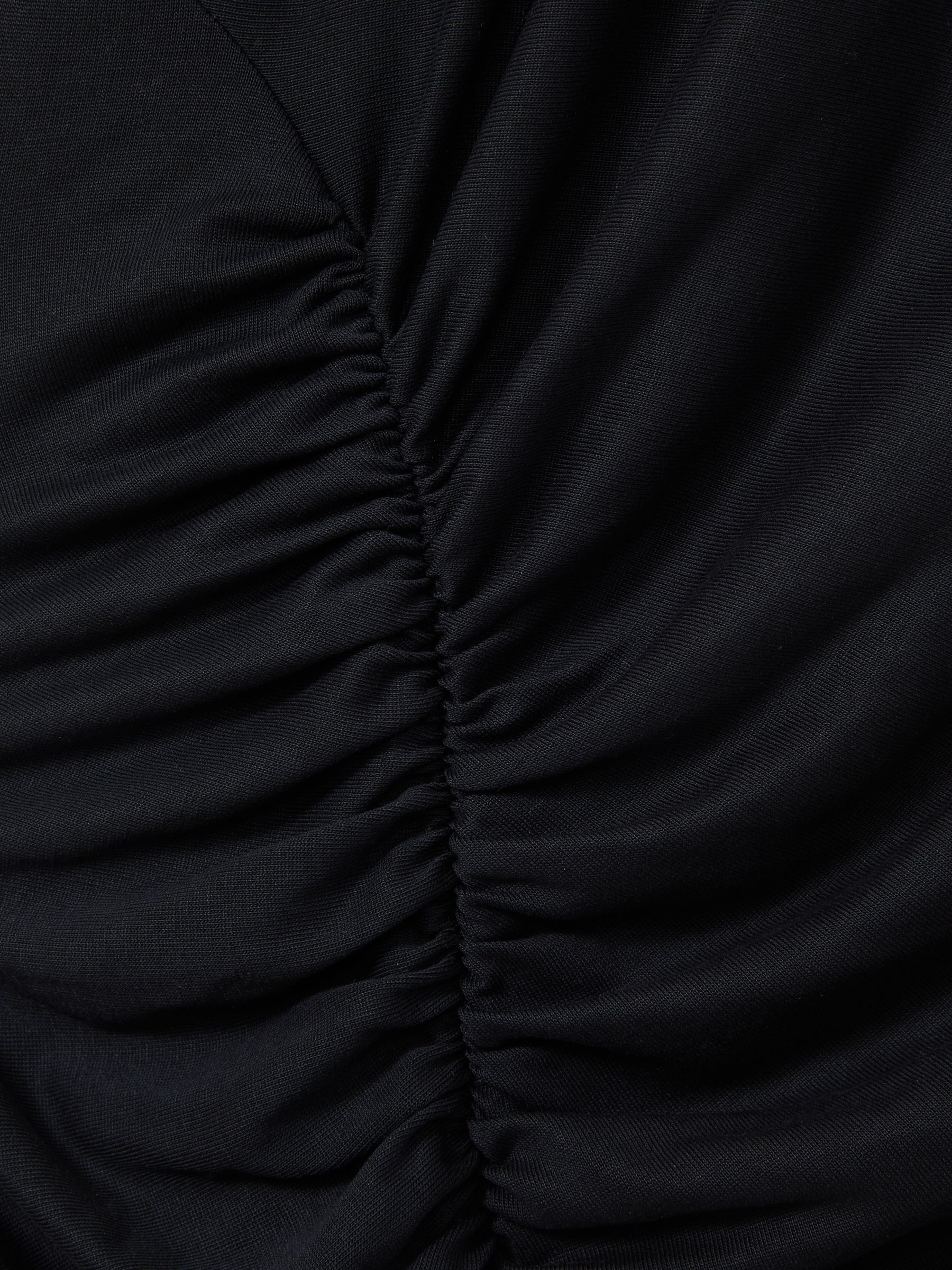 Ruche Front Capped Sleeve Jersey Midi Dress in Charcoal - Image 5 of 5